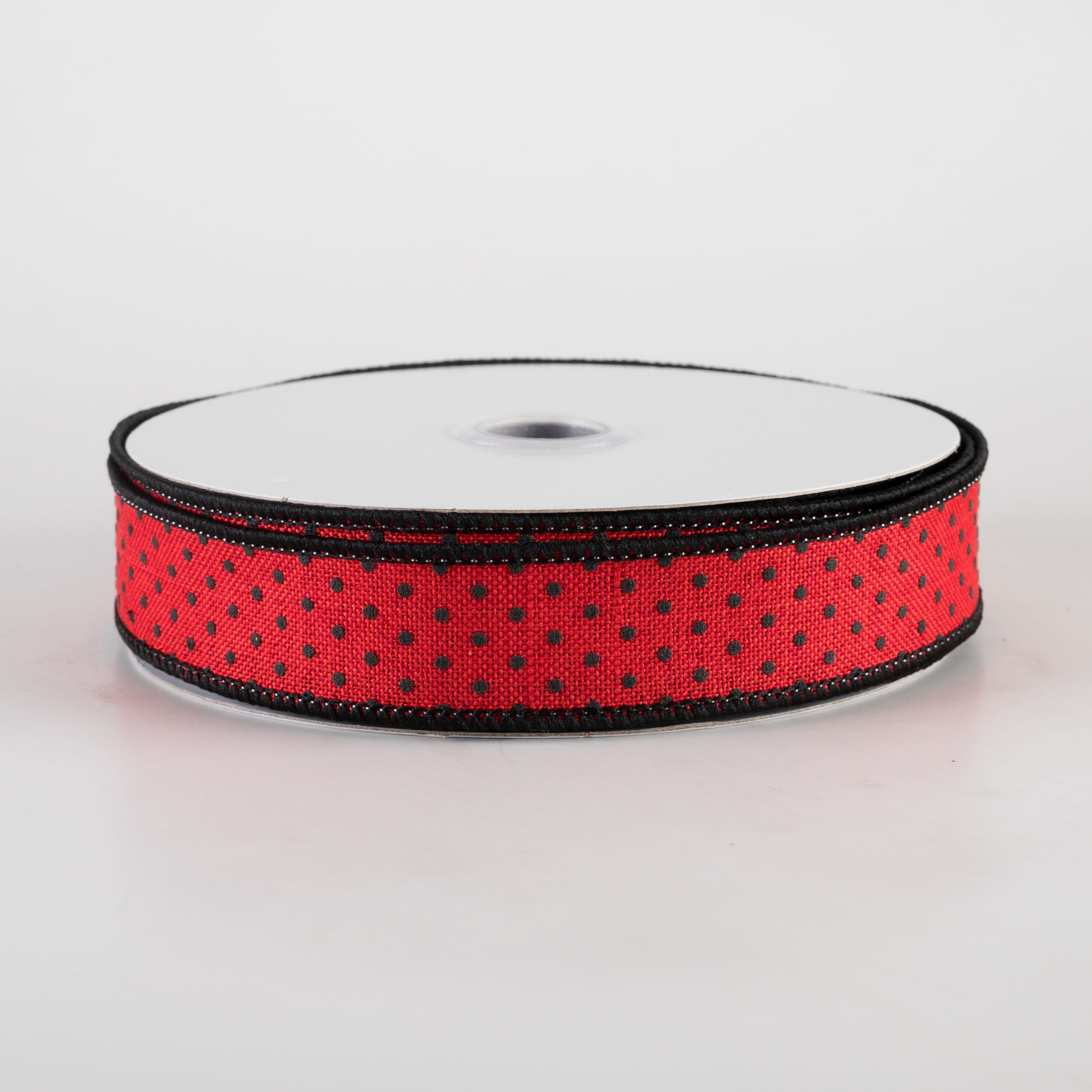 7/8" Swiss Dots Ribbon: Red & Black (10 Yards)