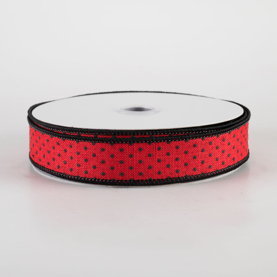 7/8" Swiss Dots Ribbon: Red & Black (10 Yards)