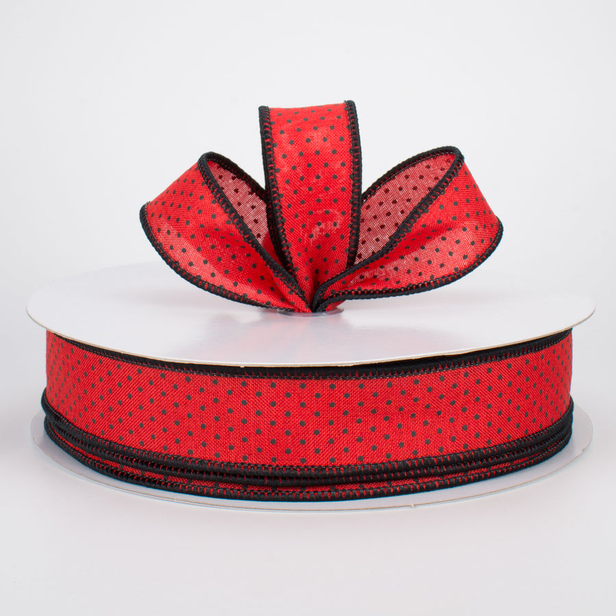 1.5" Swiss Dots Ribbon: Red & Black (50 Yards) Lifestyle Photo