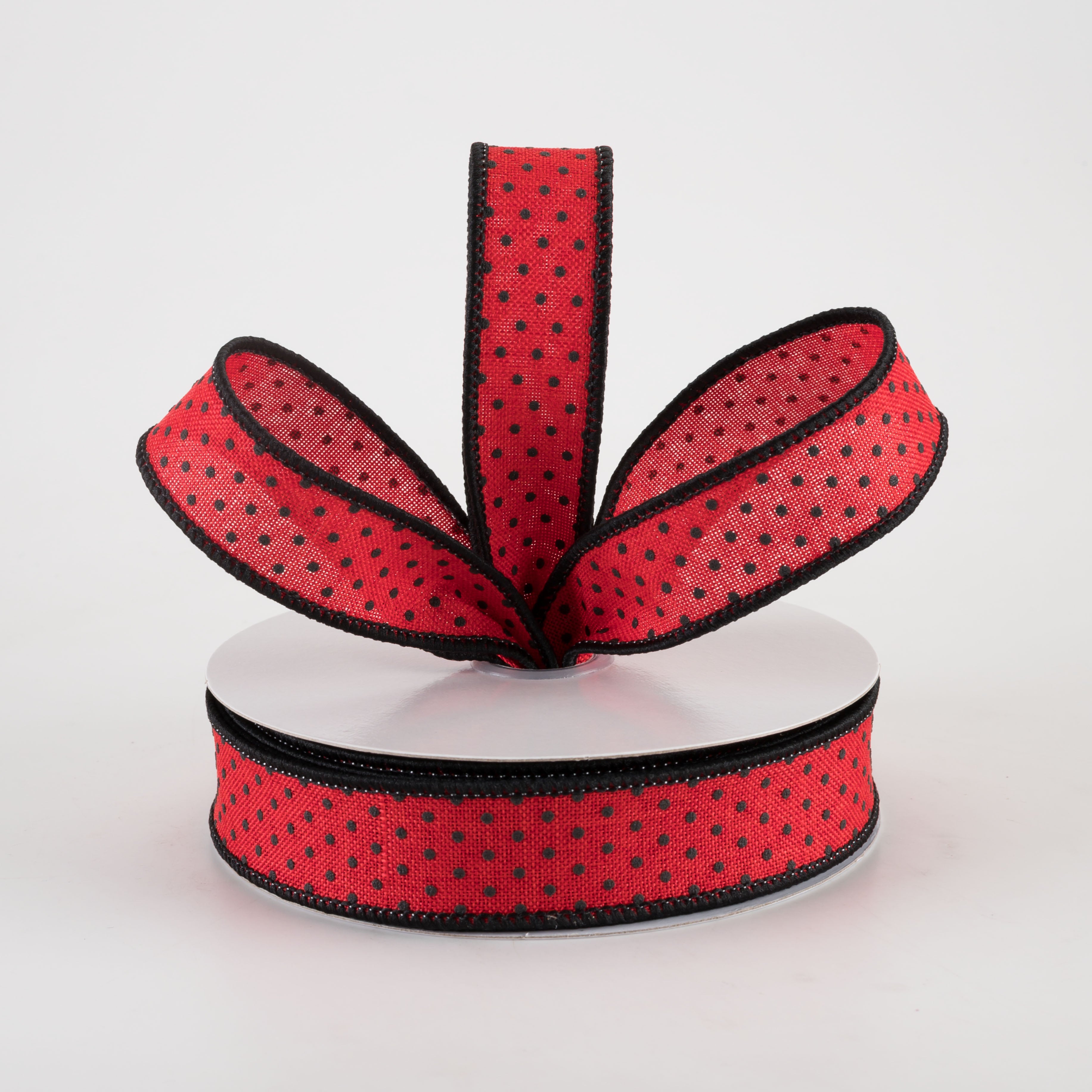 7/8" Swiss Dots Ribbon: Red & Black (10 Yards) Lifestyle Photo