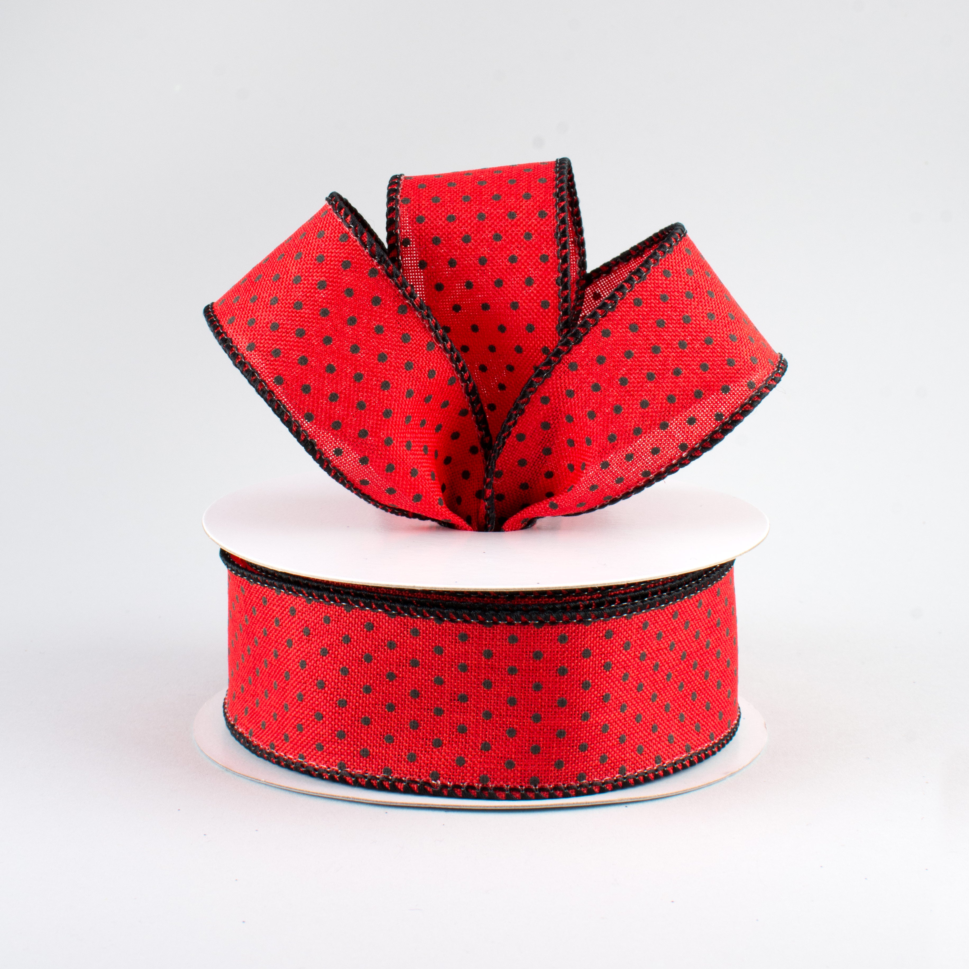 1.5" Swiss Dots Ribbon: Red & Black (10 Yards) Lifestyle Photo
