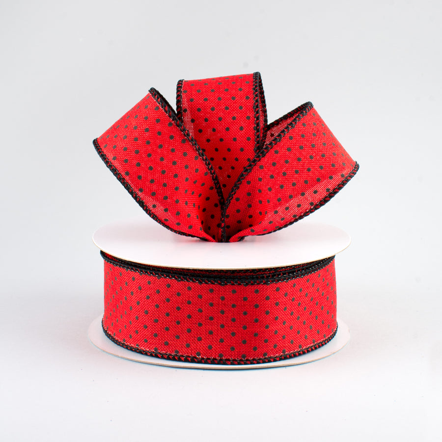 1.5" Swiss Dots Ribbon: Red & Black (10 Yards) Lifestyle Photo