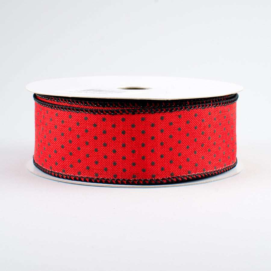 1.5" Swiss Dots Ribbon: Red & Black (10 Yards)