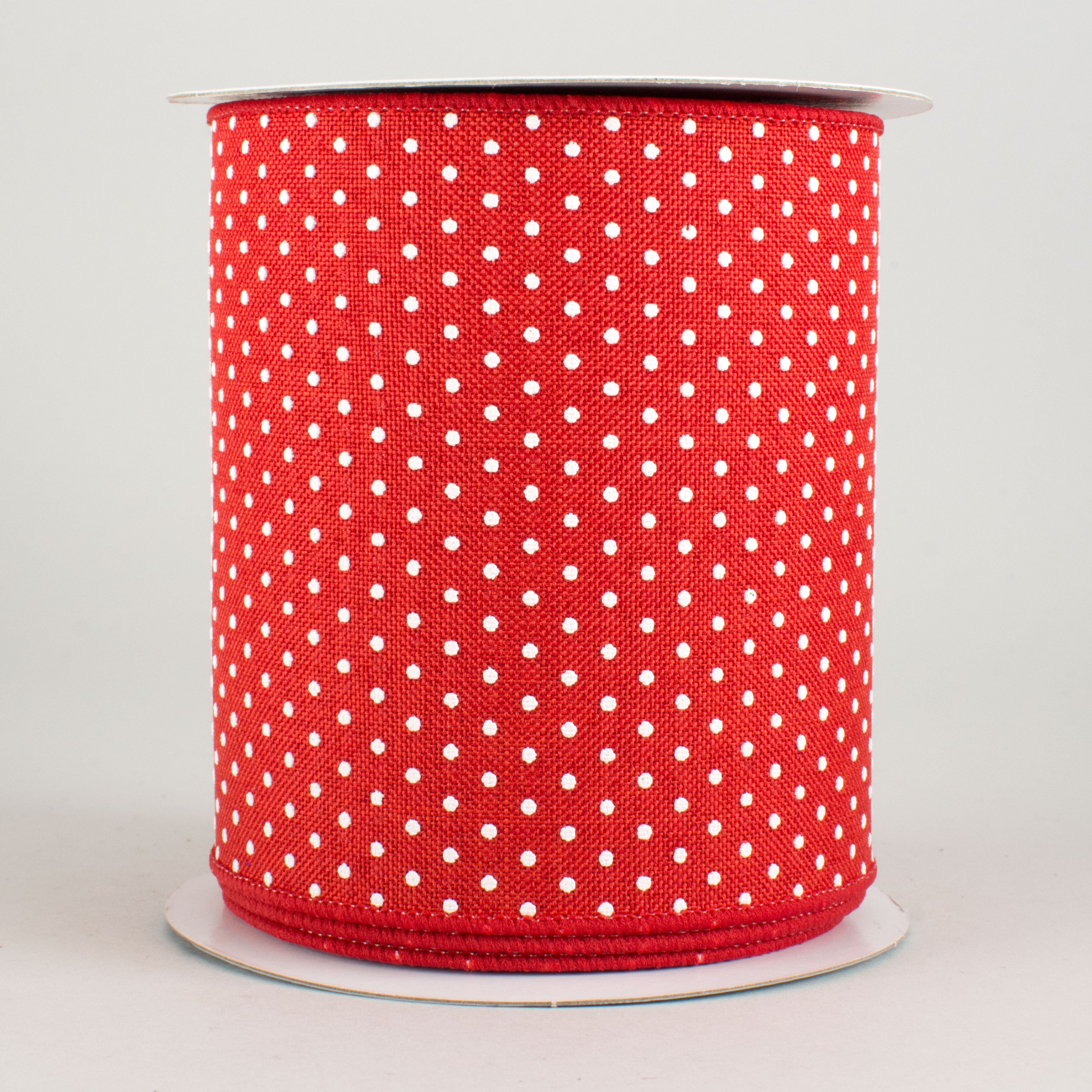 4" Swiss Dots Ribbon: Red & White (10 Yards)