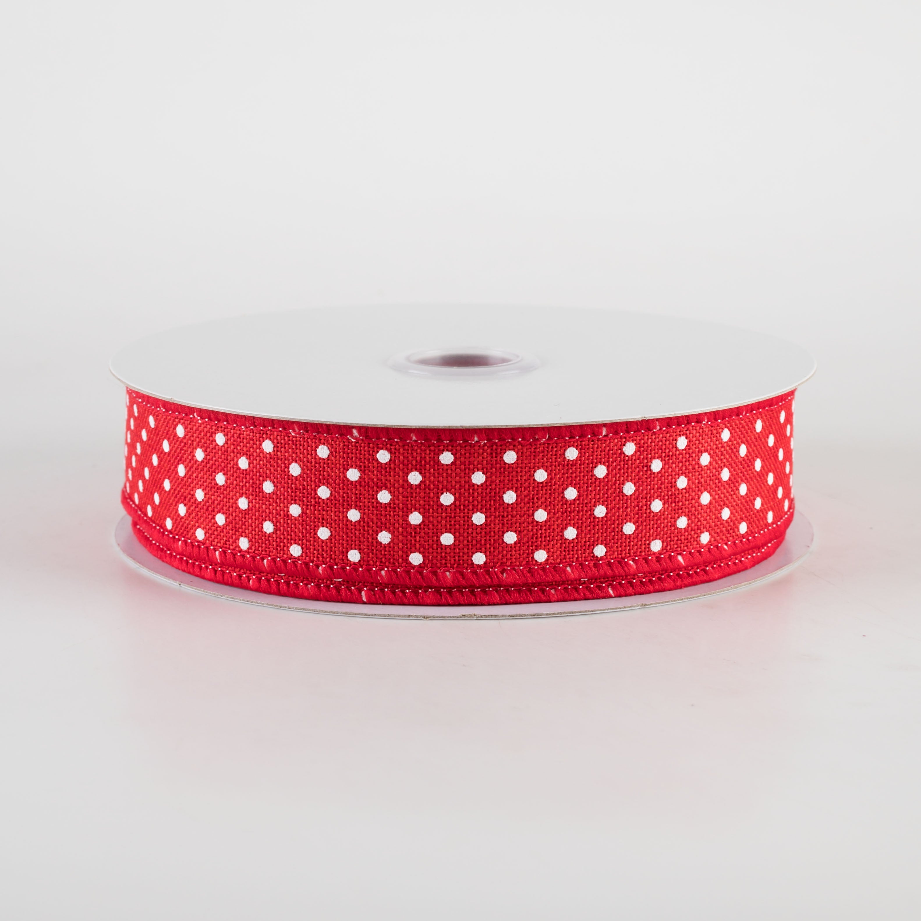 7/8" Swiss Dots Ribbon: Red & White (10 Yards)