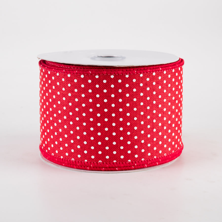 2.5" Swiss Dots Ribbon: Red & White (10 Yards)