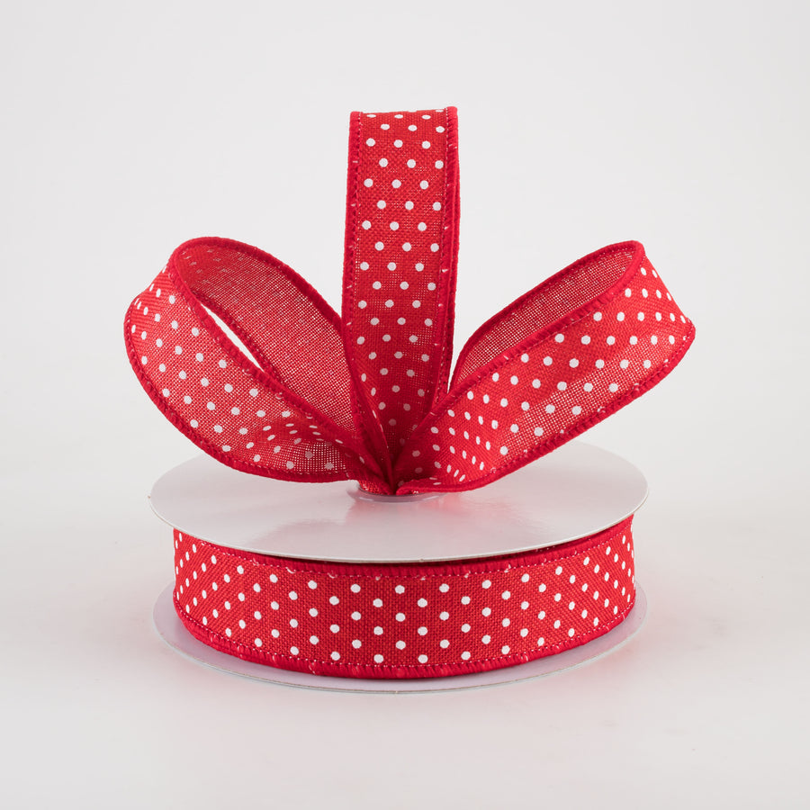 7/8" Swiss Dots Ribbon: Red & White (10 Yards) Lifestyle Photo