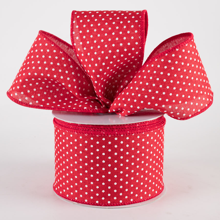 2.5" Swiss Dots Ribbon: Red & White (10 Yards) Lifestyle Photo