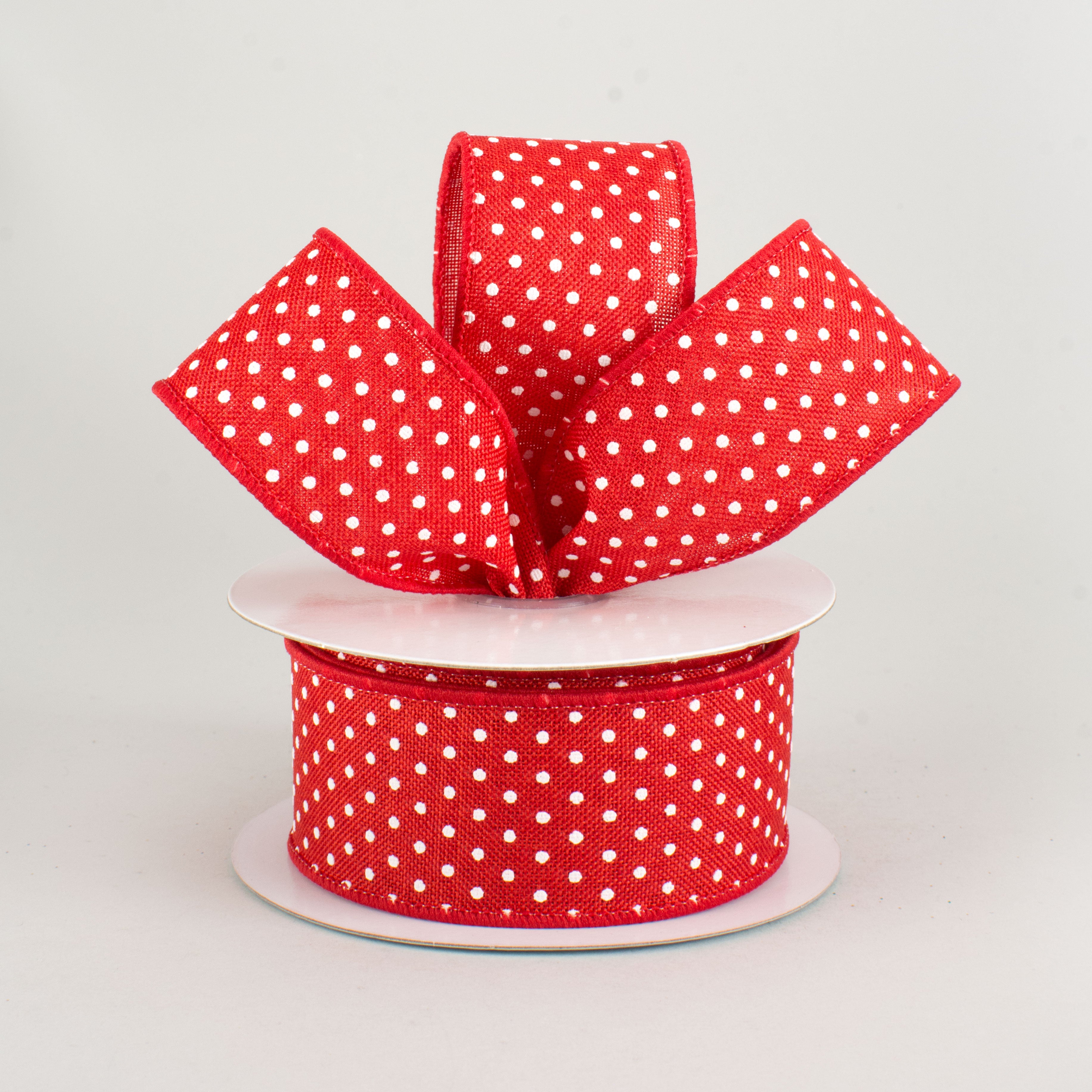1.5" Swiss Dots Ribbon: Red & White (10 Yards) Lifestyle Photo