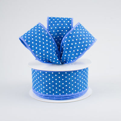 1.5" Swiss Dots Ribbon: Royal Blue & White (10 Yards) Lifestyle Photo