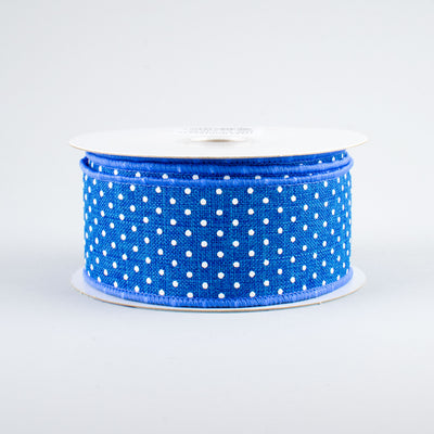 1.5" Swiss Dots Ribbon: Royal Blue & White (10 Yards)