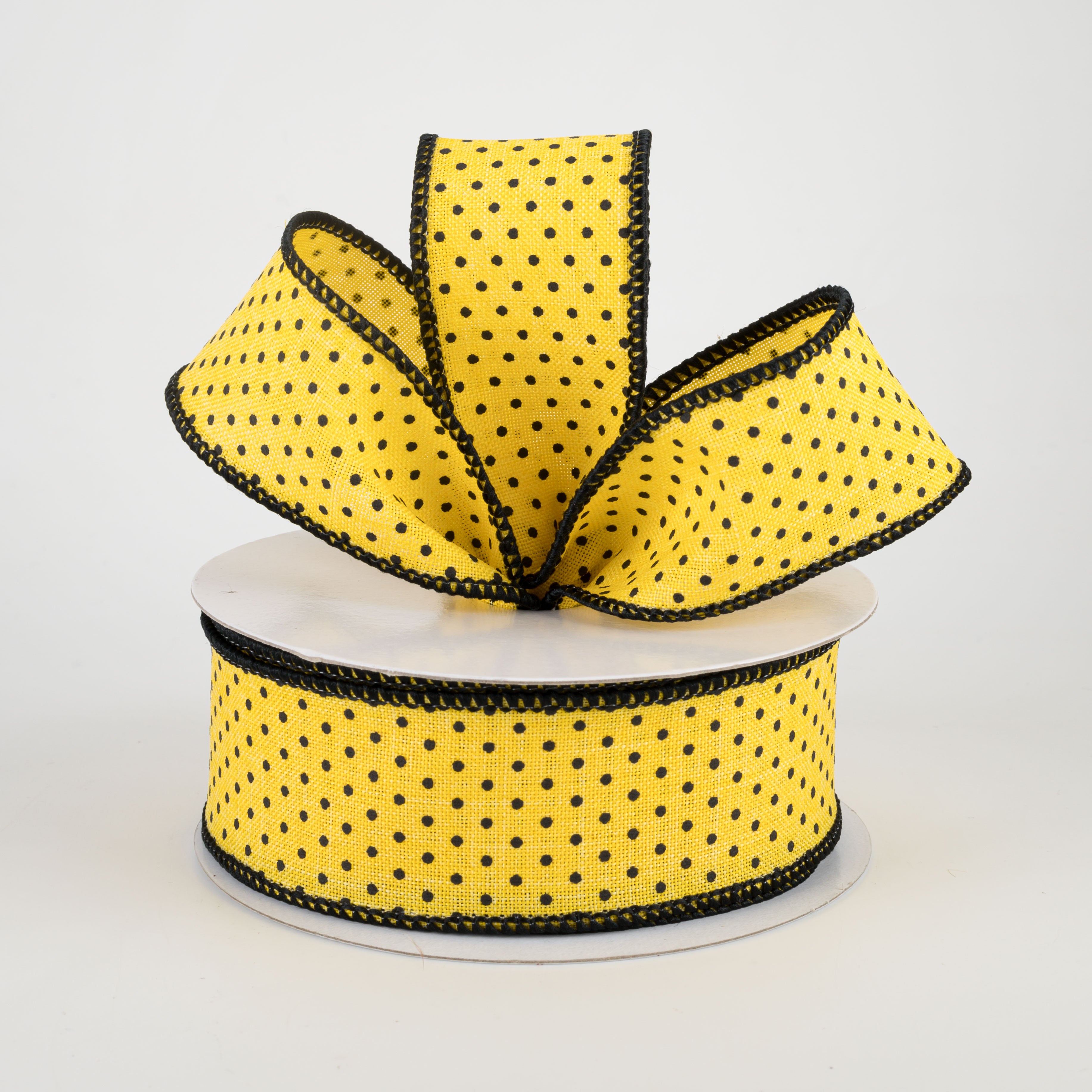 1.5" Swiss Dots Ribbon: Sun Yellow & Black (10 Yards) Lifestyle Photo
