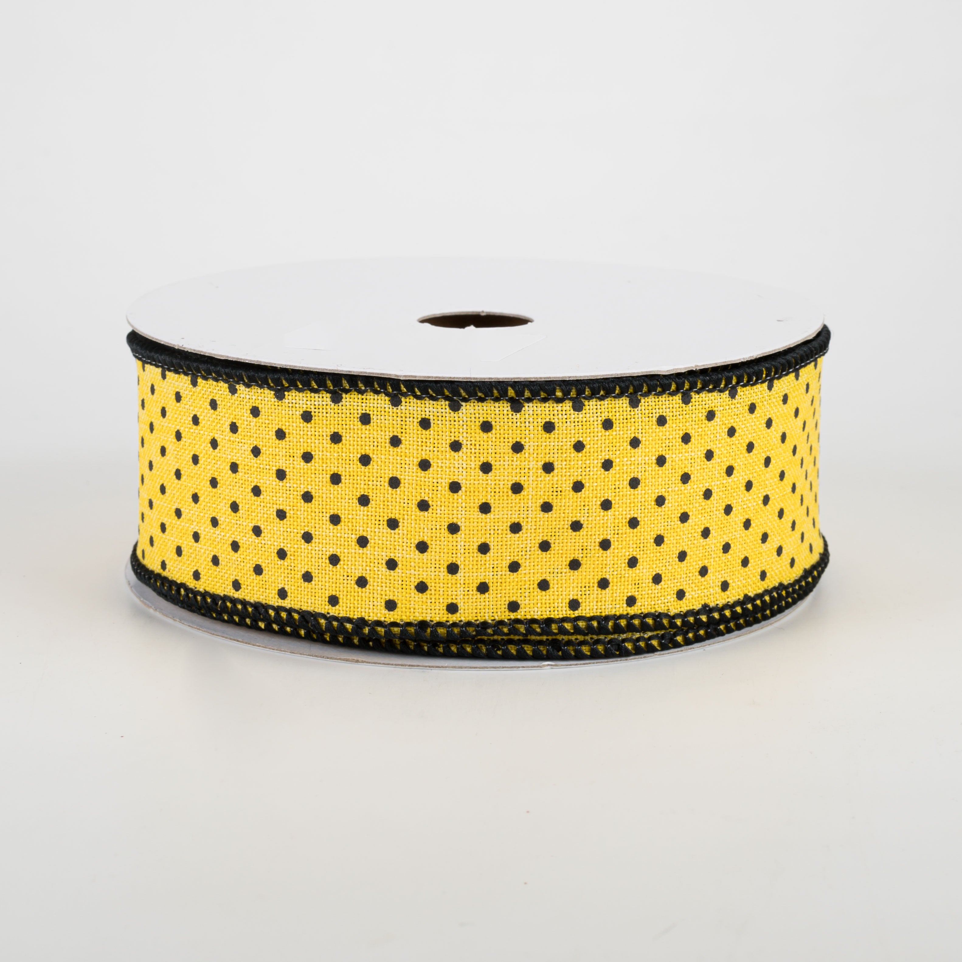 1.5" Swiss Dots Ribbon: Sun Yellow & Black (10 Yards)