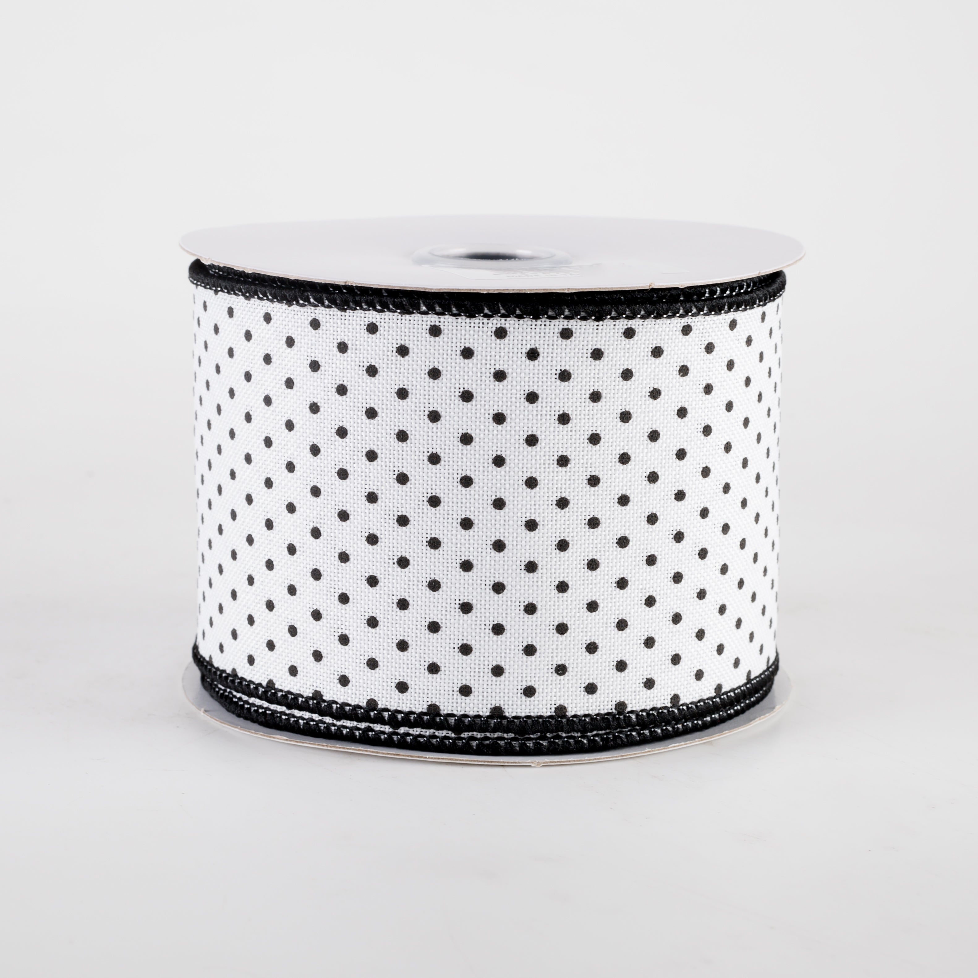 2.5" Swiss Dots Ribbon: White & Black (10 Yards)