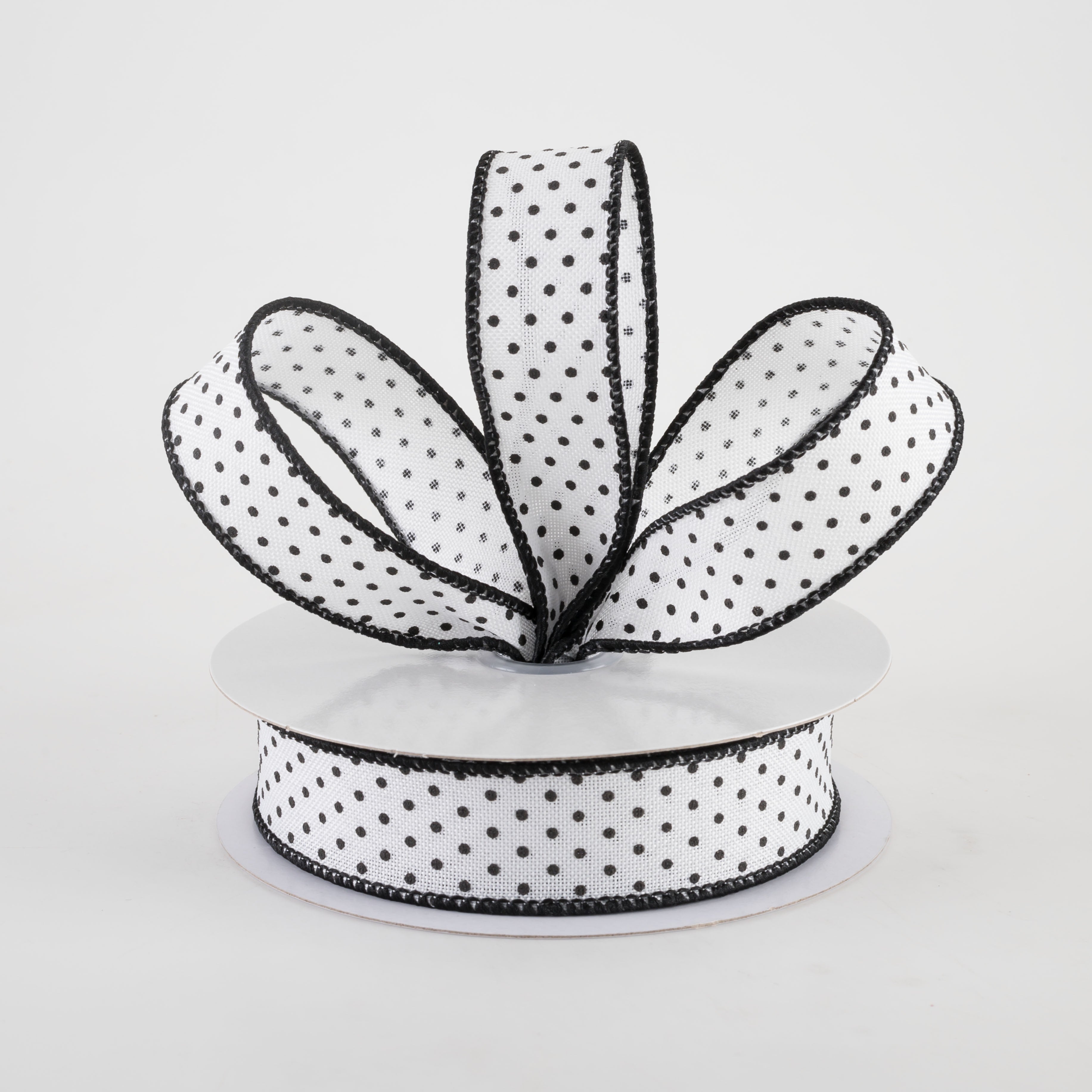 7/8" Swiss Dots Ribbon: White & Black (10 Yards) Lifestyle Photo
