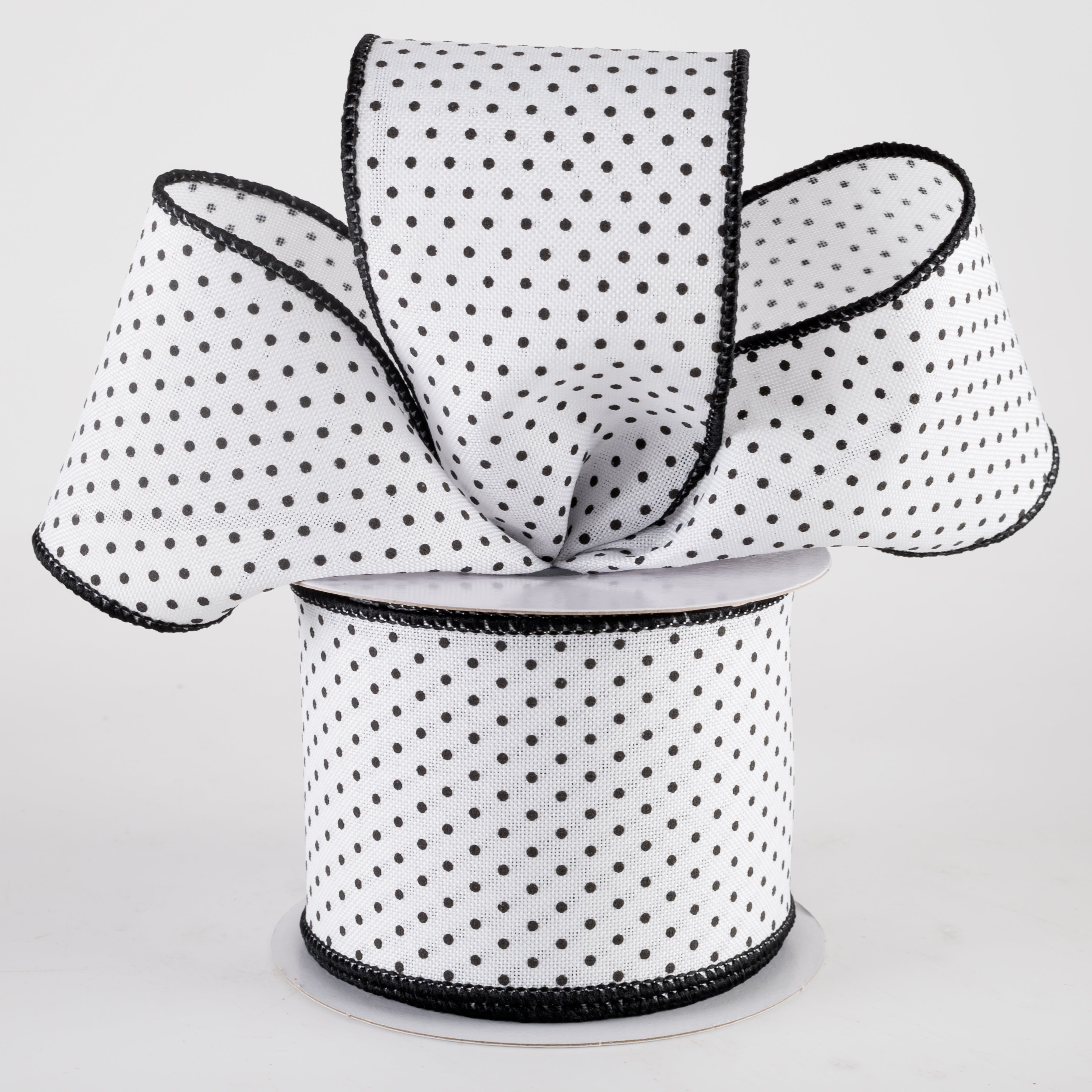2.5" Swiss Dots Ribbon: White & Black (10 Yards) Lifestyle Photo