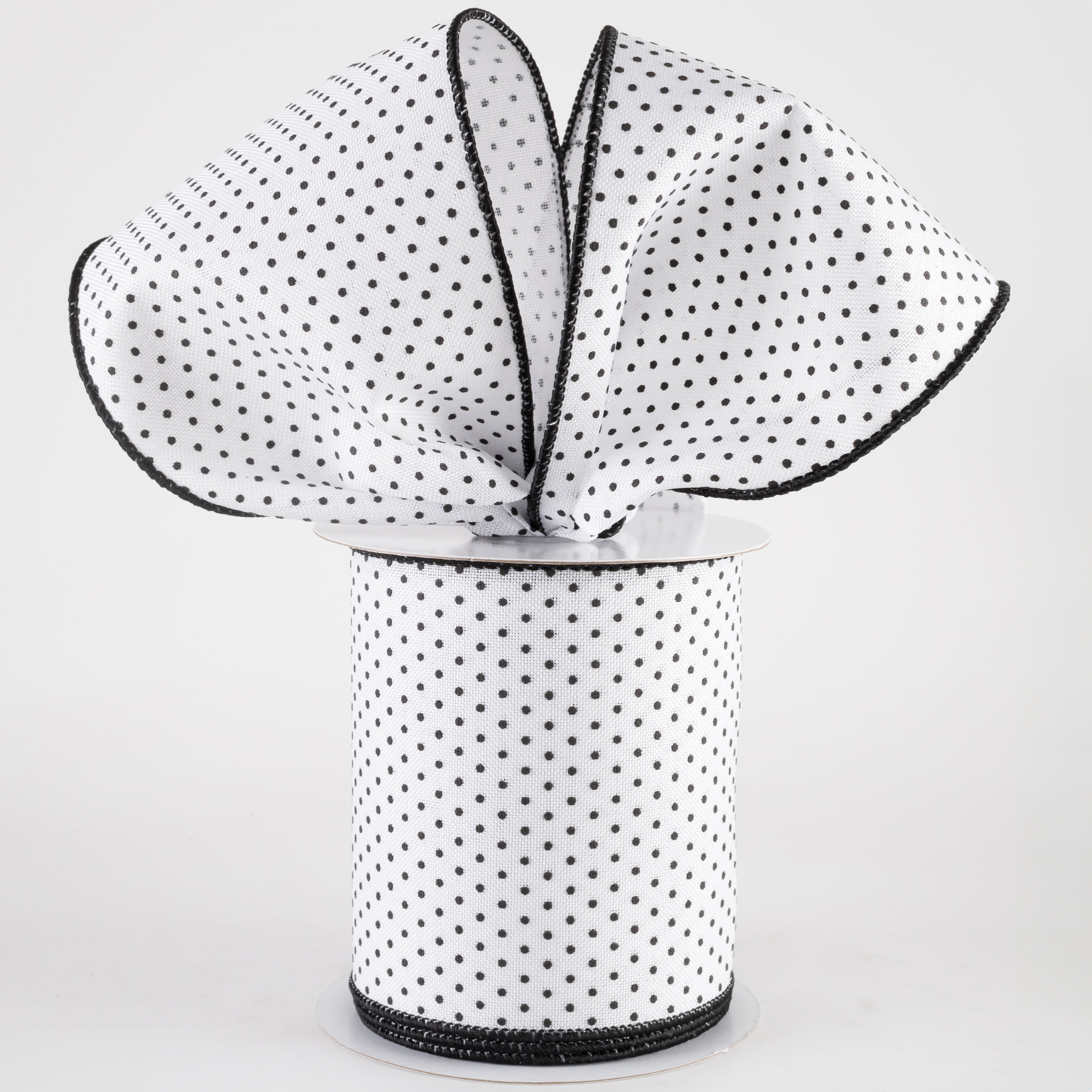 4" Swiss Dots Ribbon: White & Black (10 Yards) Lifestyle Photo