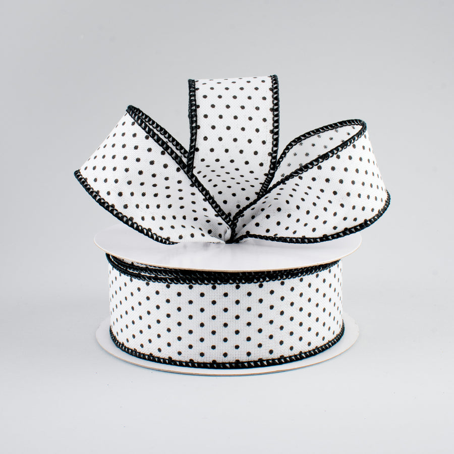 1.5" Swiss Dots Ribbon: White & Black (10 Yards) Lifestyle Photo