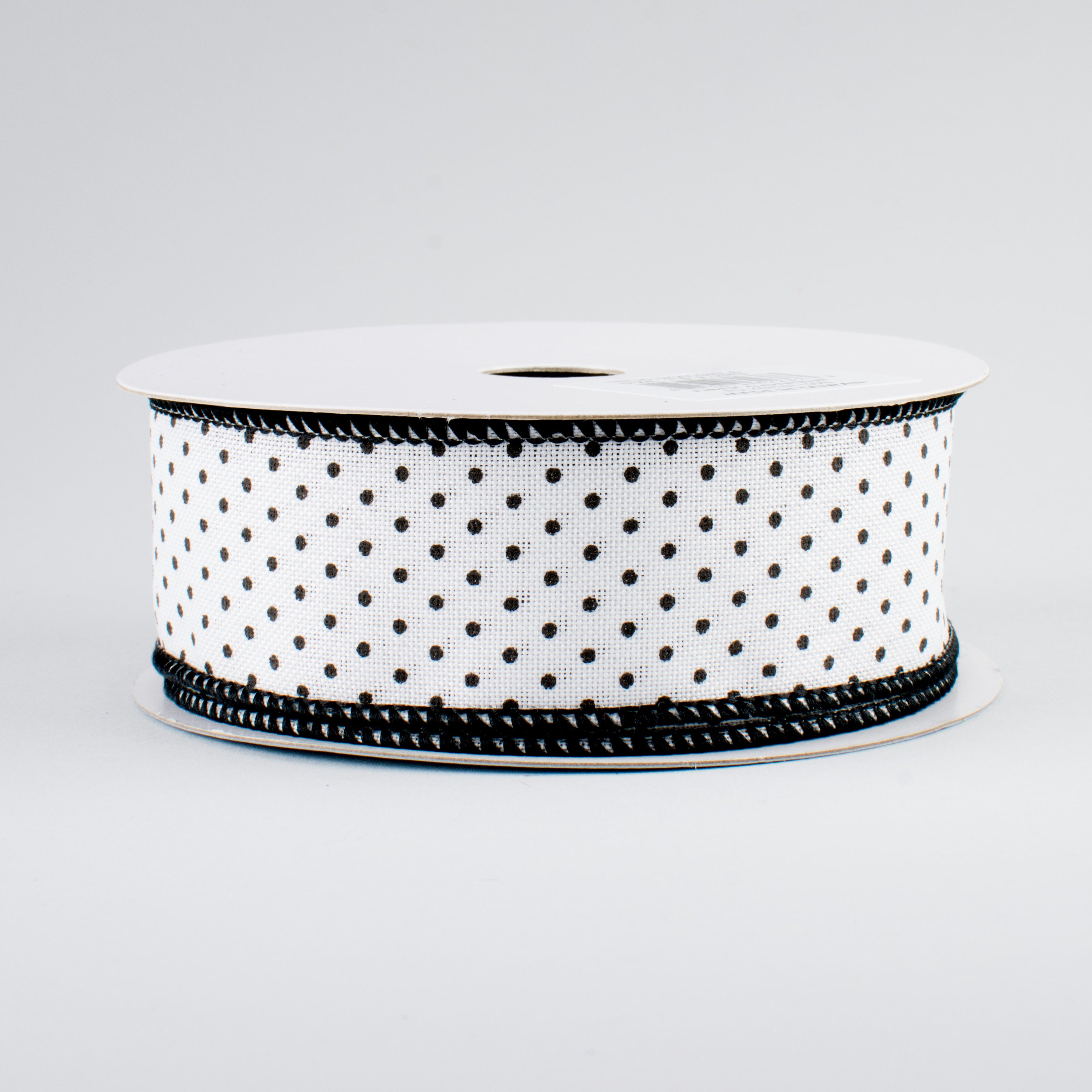 1.5" Swiss Dots Ribbon: White & Black (10 Yards)