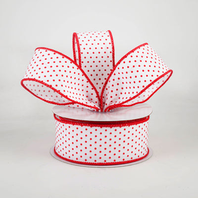 1.5" Swiss Dots Ribbon: White & Red (10 Yards) Lifestyle Photo