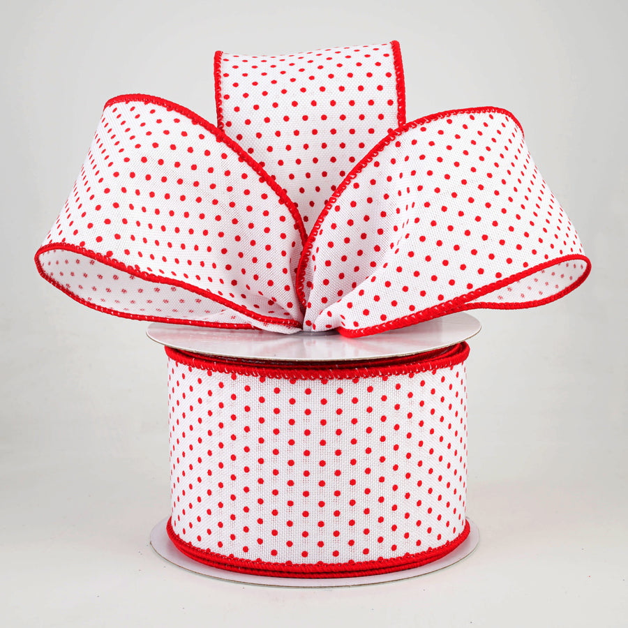 2.5" Swiss Dots Ribbon: White & Red (10 Yards) Lifestyle Photo