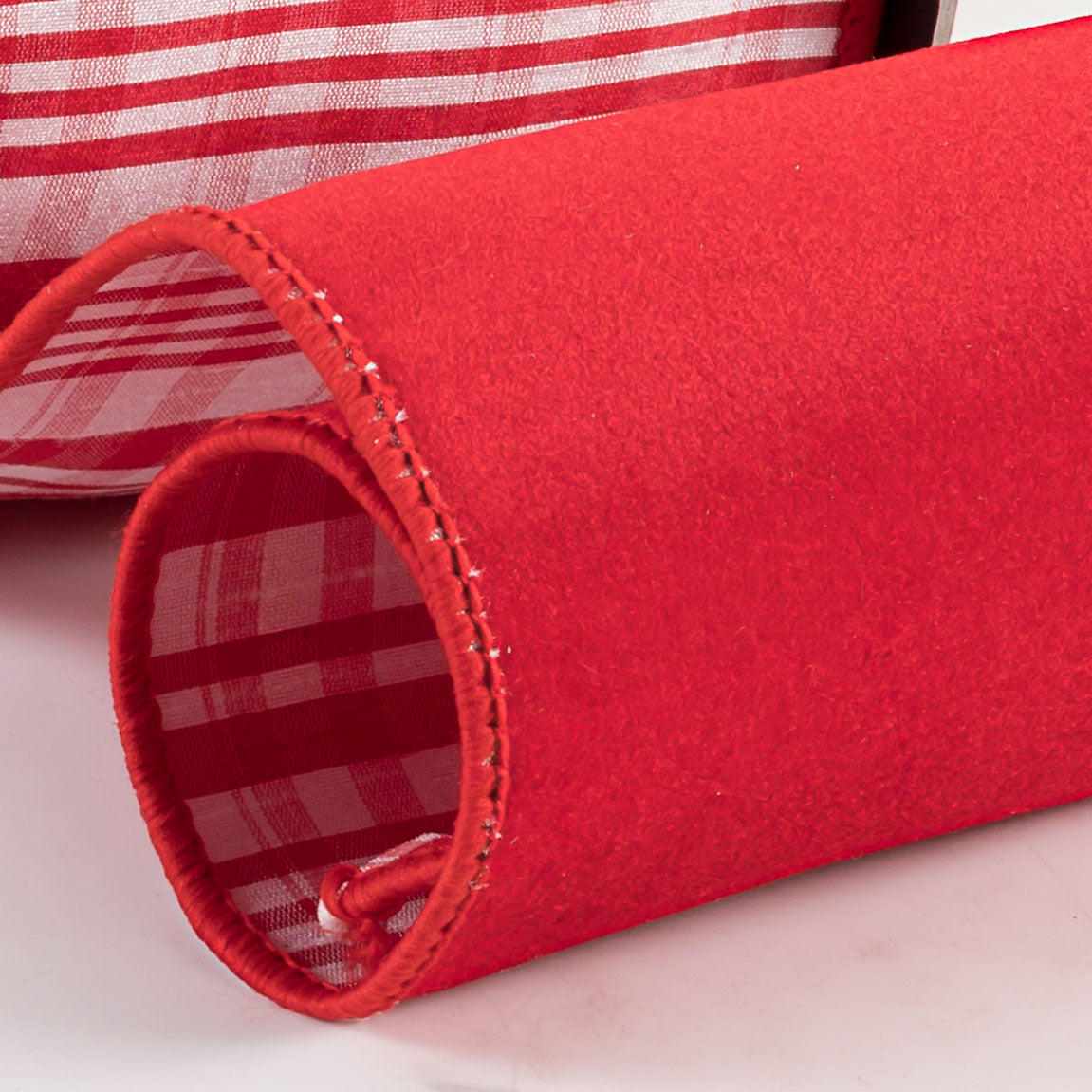 [D Stevens] 4" Taffeta Red & White Plaid with Felt Back Ribbon (10 Yards) detail photo 3