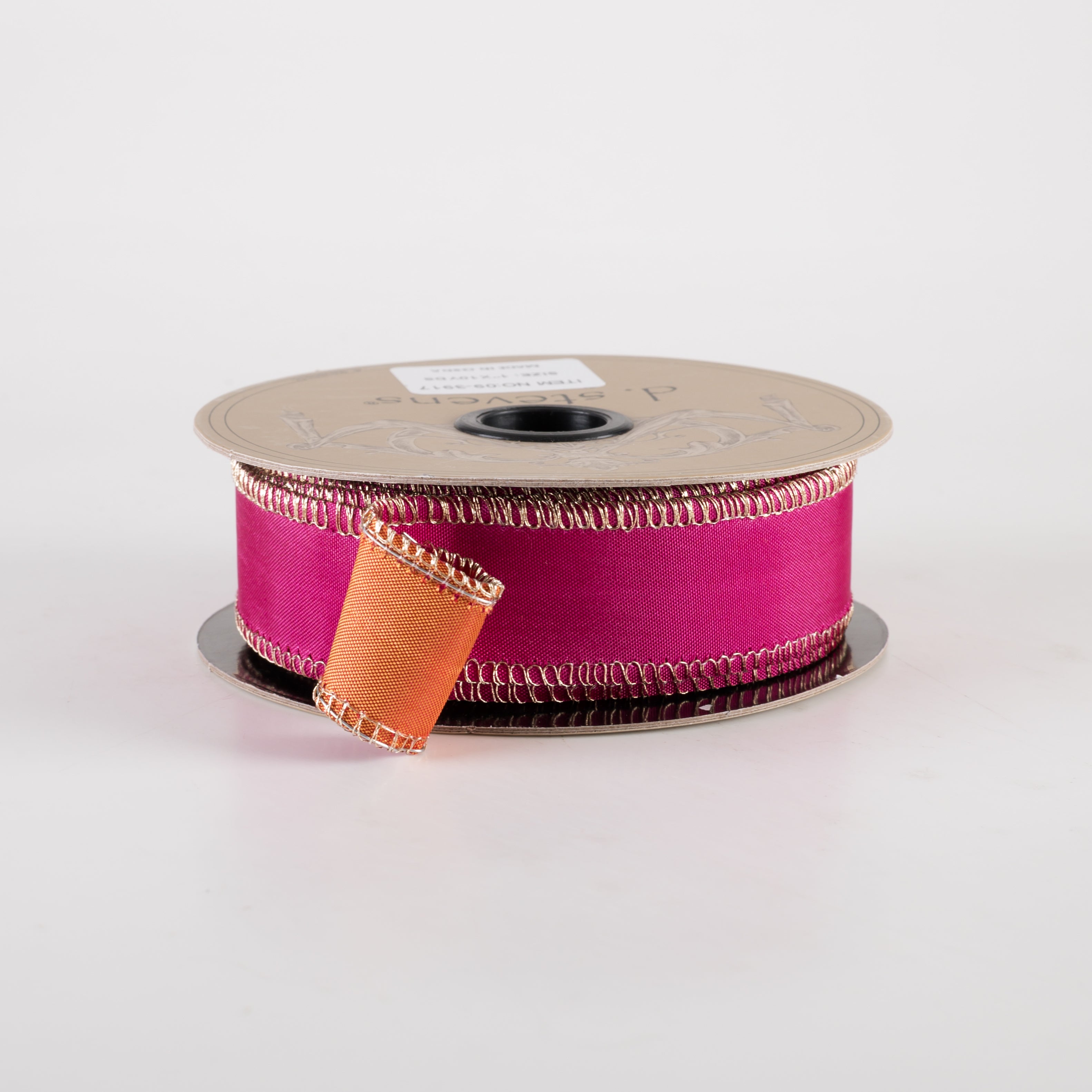 [D Stevens] 1" Taffeta Double Sided Ribbon: Orange & Hot Pink (10 Yards)