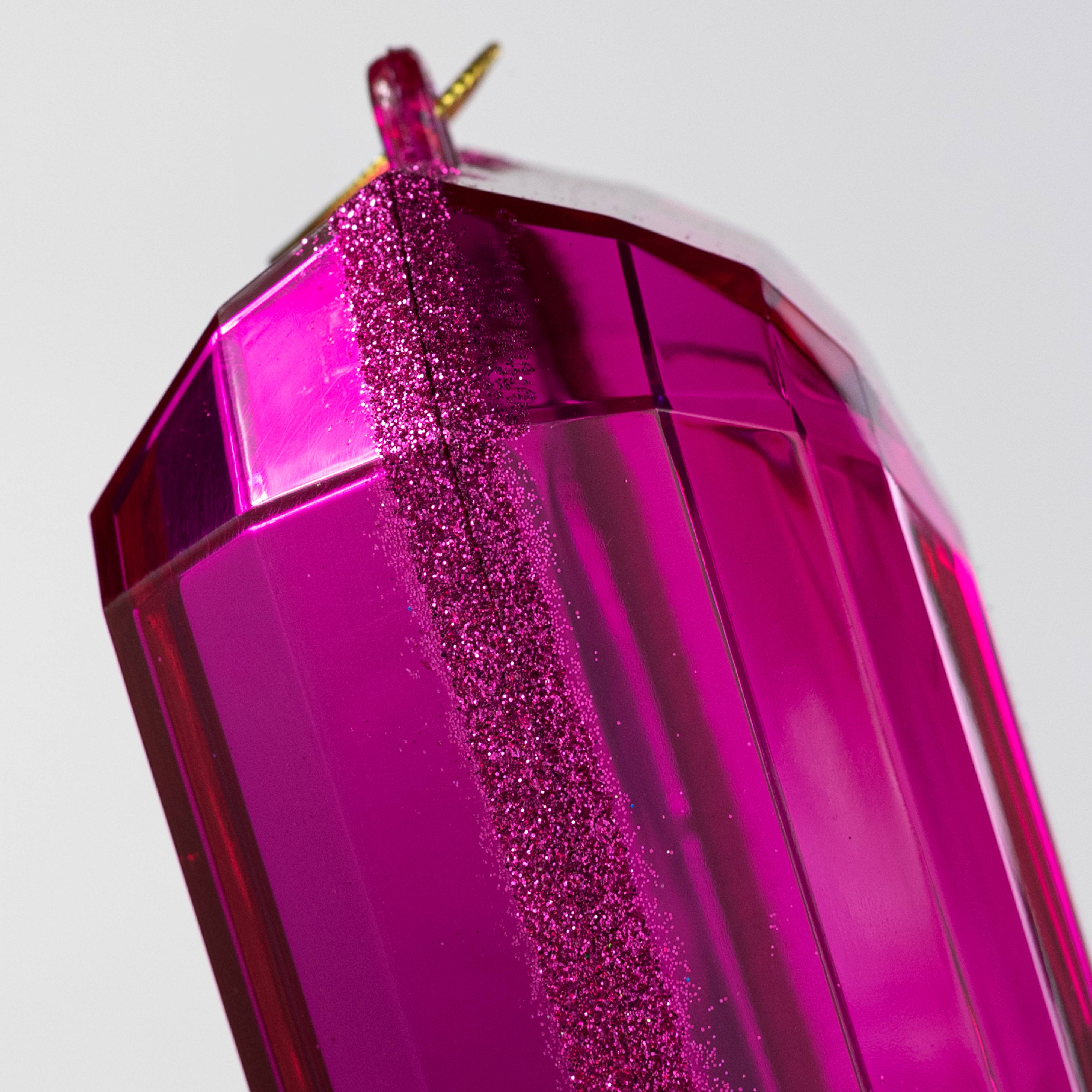 7.75" Tall Jewel Gem Ornament: Fuchsia Pink detail photo 3
