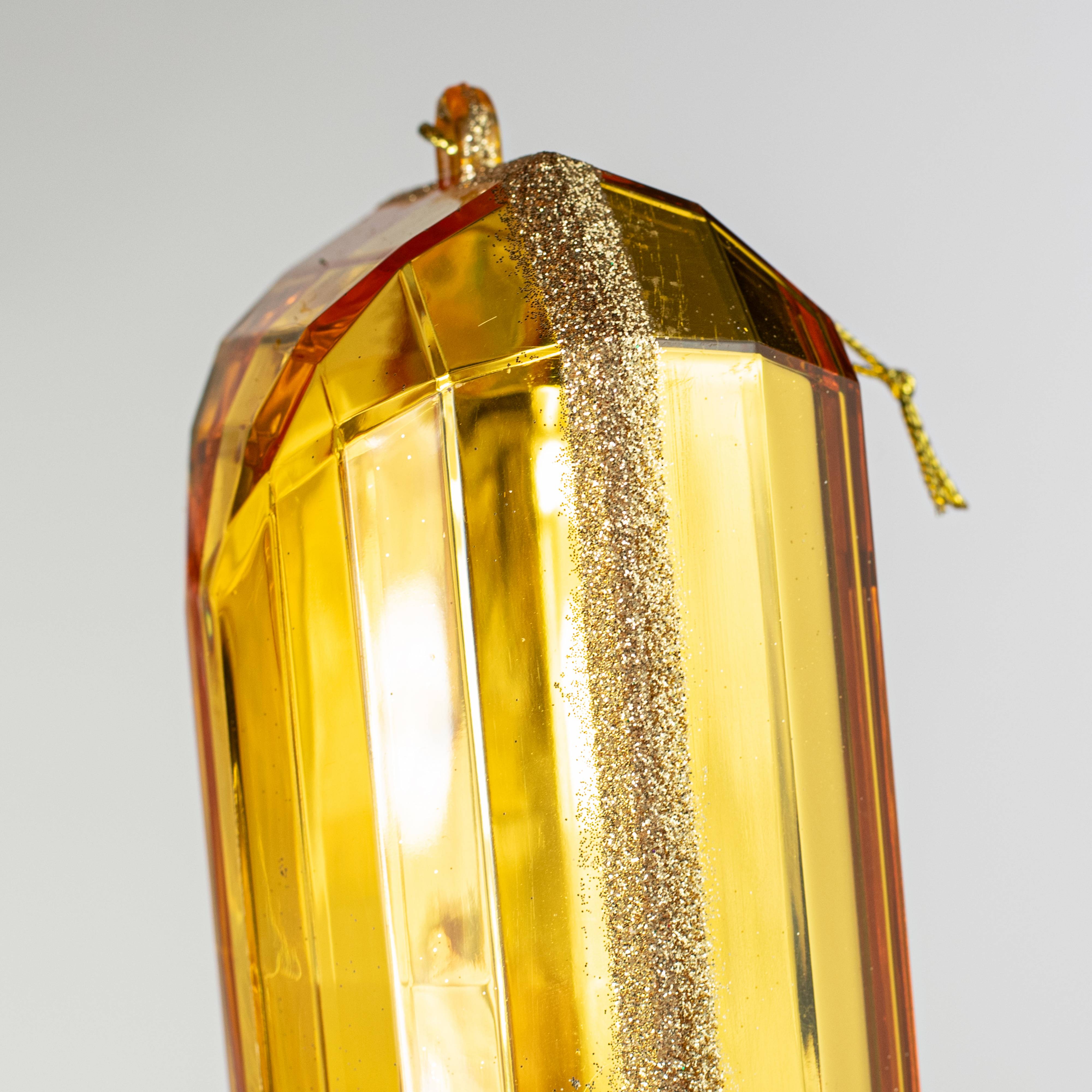 7.75" Tall Jewel Gem Ornament: Gold detail photo 3