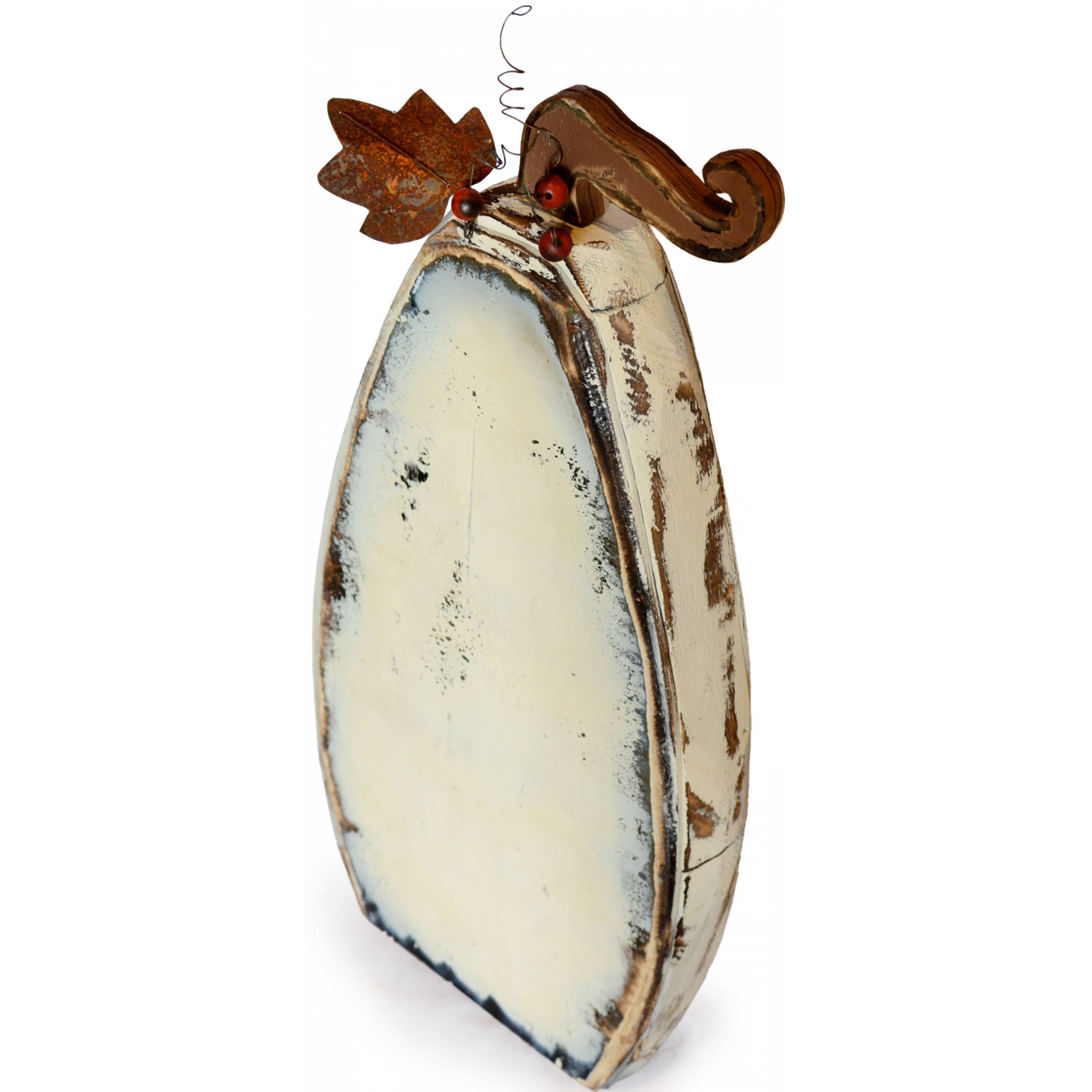 35" Tall Wooden White Pumpkin Lifestyle Photo