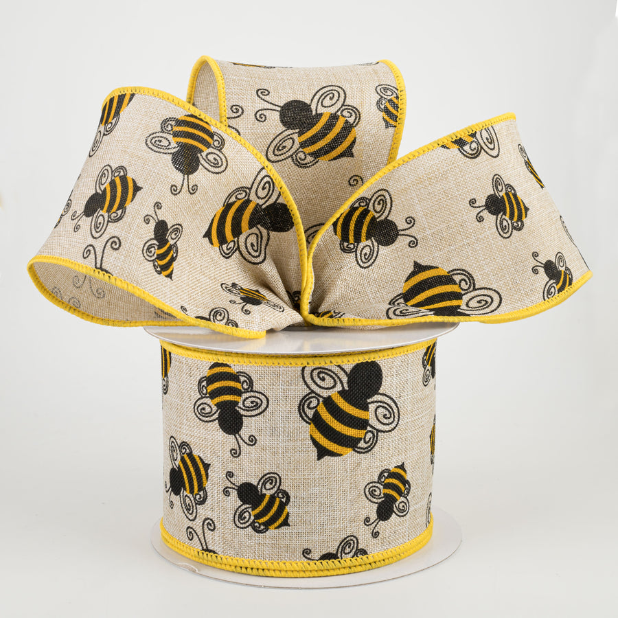2.5" Tan Canvas Bumble Bee Ribbon (10 Yards) Lifestyle Photo