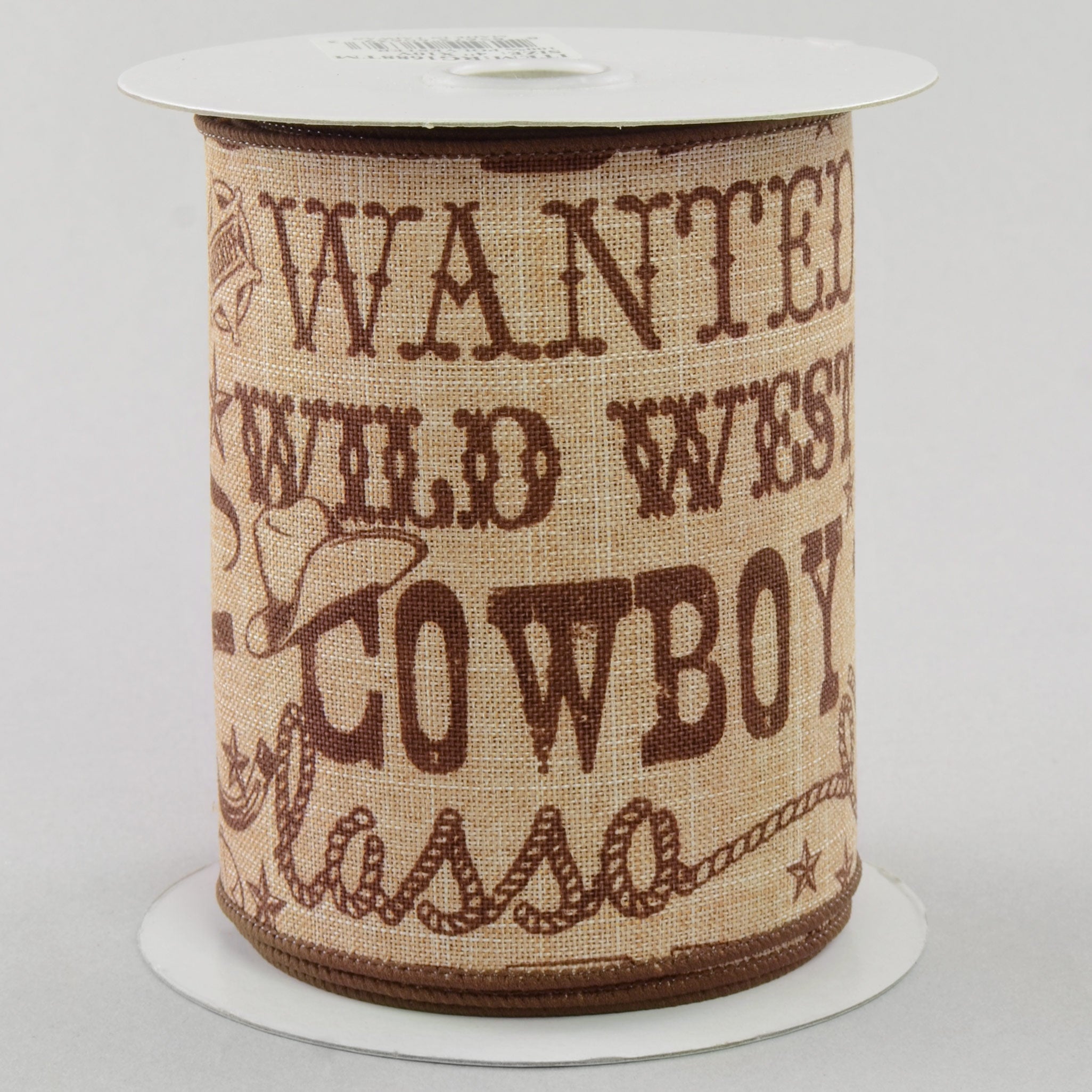 4" Tan Canvas Cowboy Western Ribbon: Brown (10 Yards)