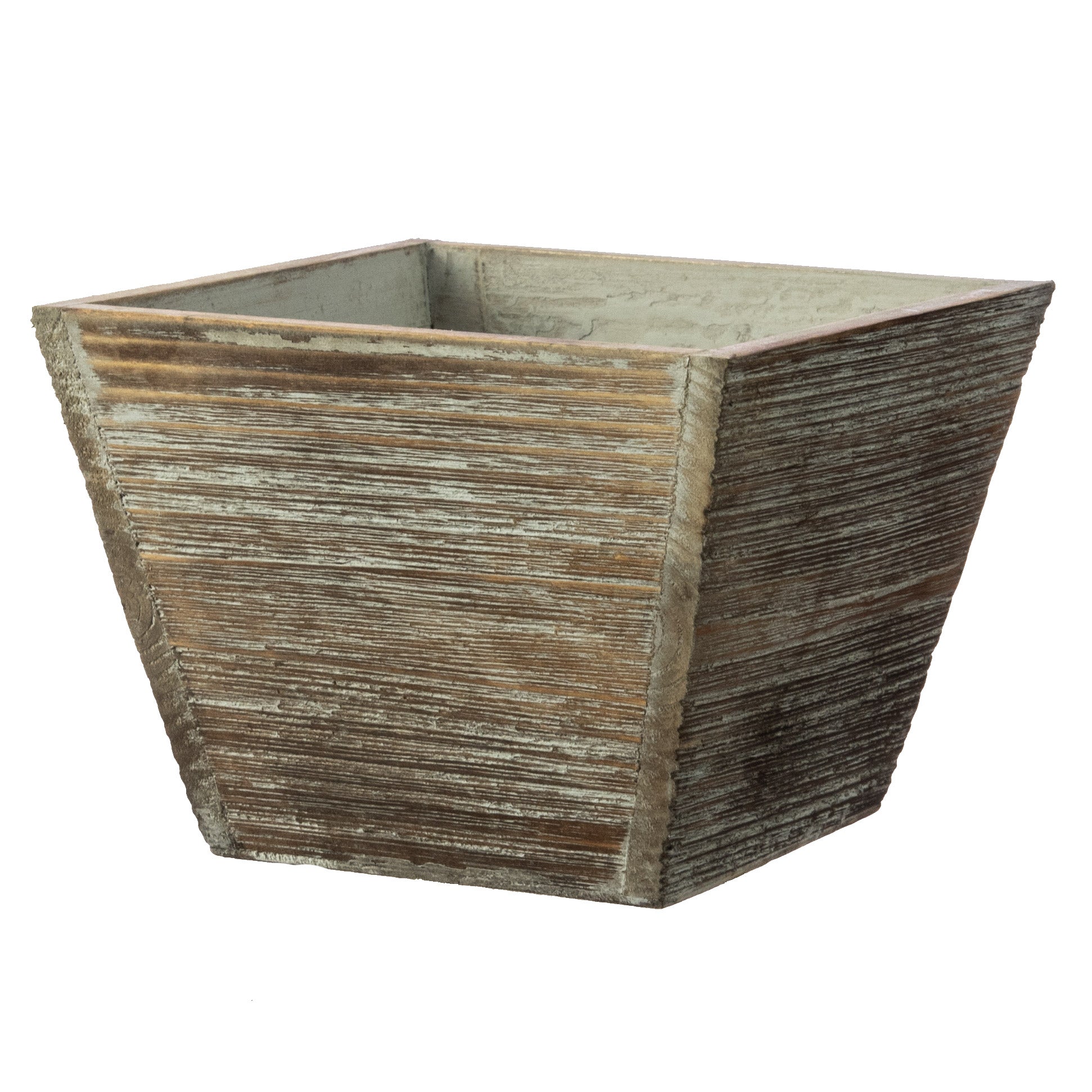 6" Tapered Wooden Planter: Grey Wash Item Number: KM105410