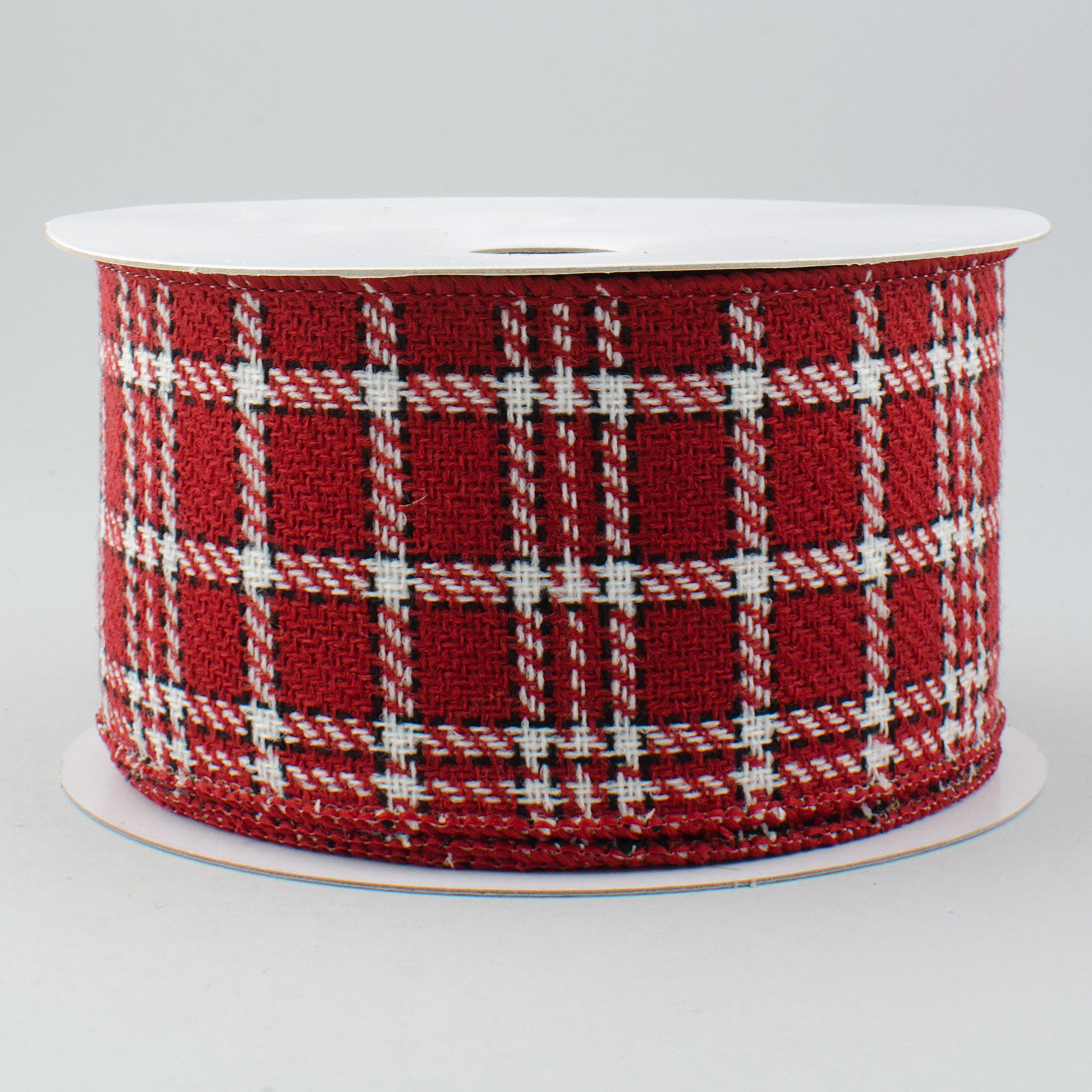 2.5" Tartan Plaid Ribbon: Crimson Red, Black, White (10 Yards)