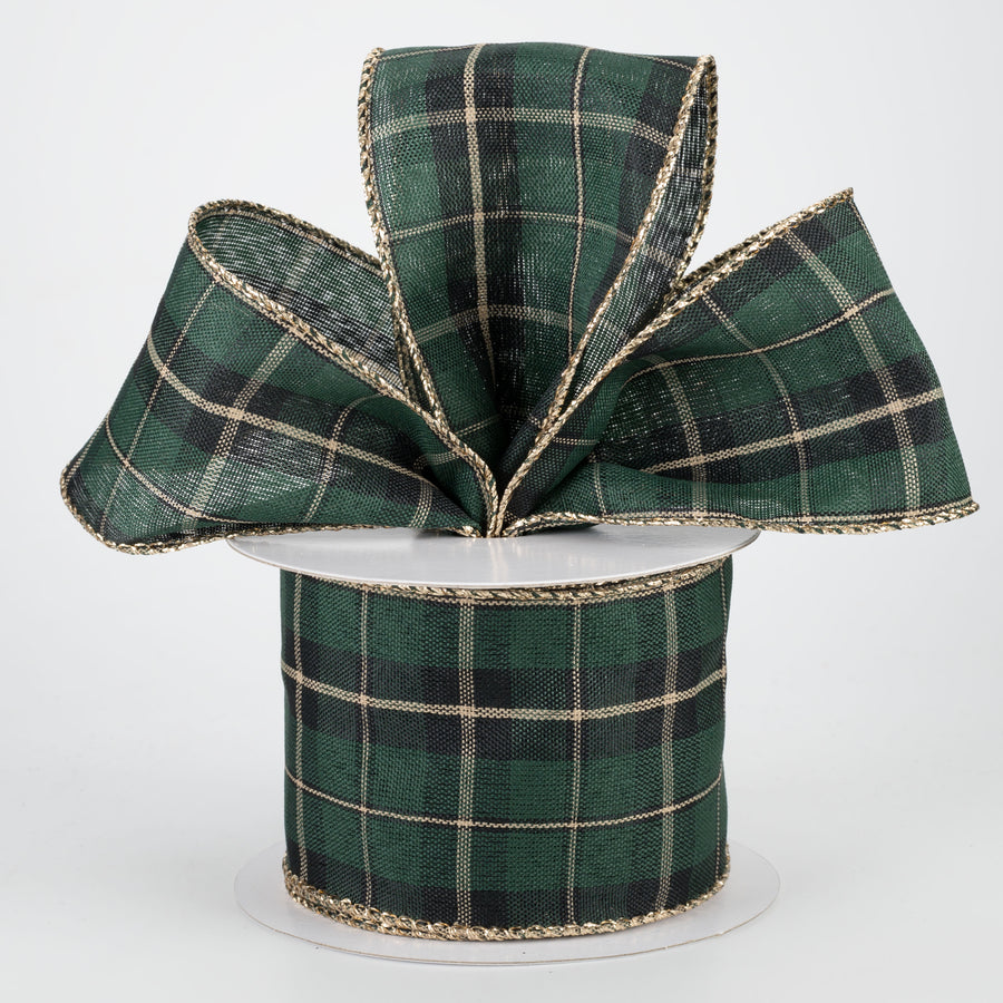 2.5" Tartan Plaid Ribbon: Green, Gold, Black (10 Yards) Lifestyle Photo