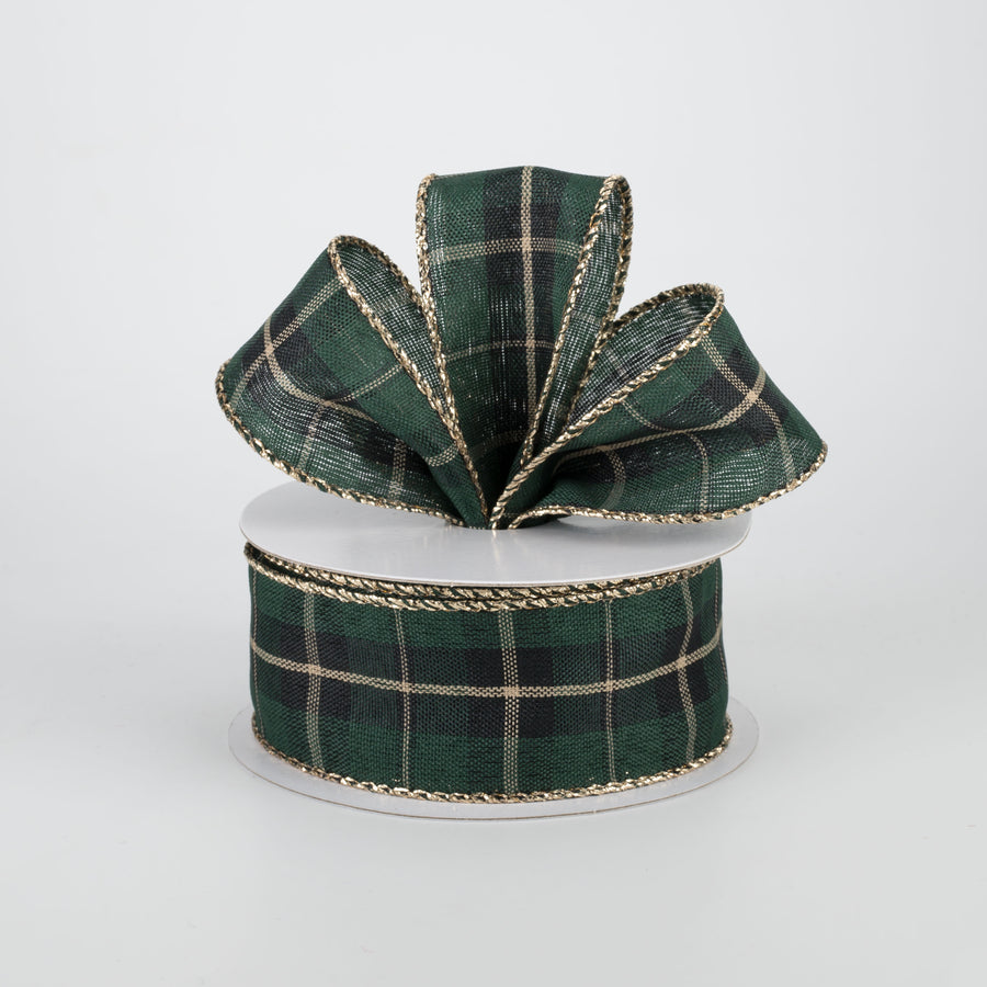 1.5" Tartan Plaid Ribbon: Green, Gold, Black (10 Yards) Lifestyle Photo