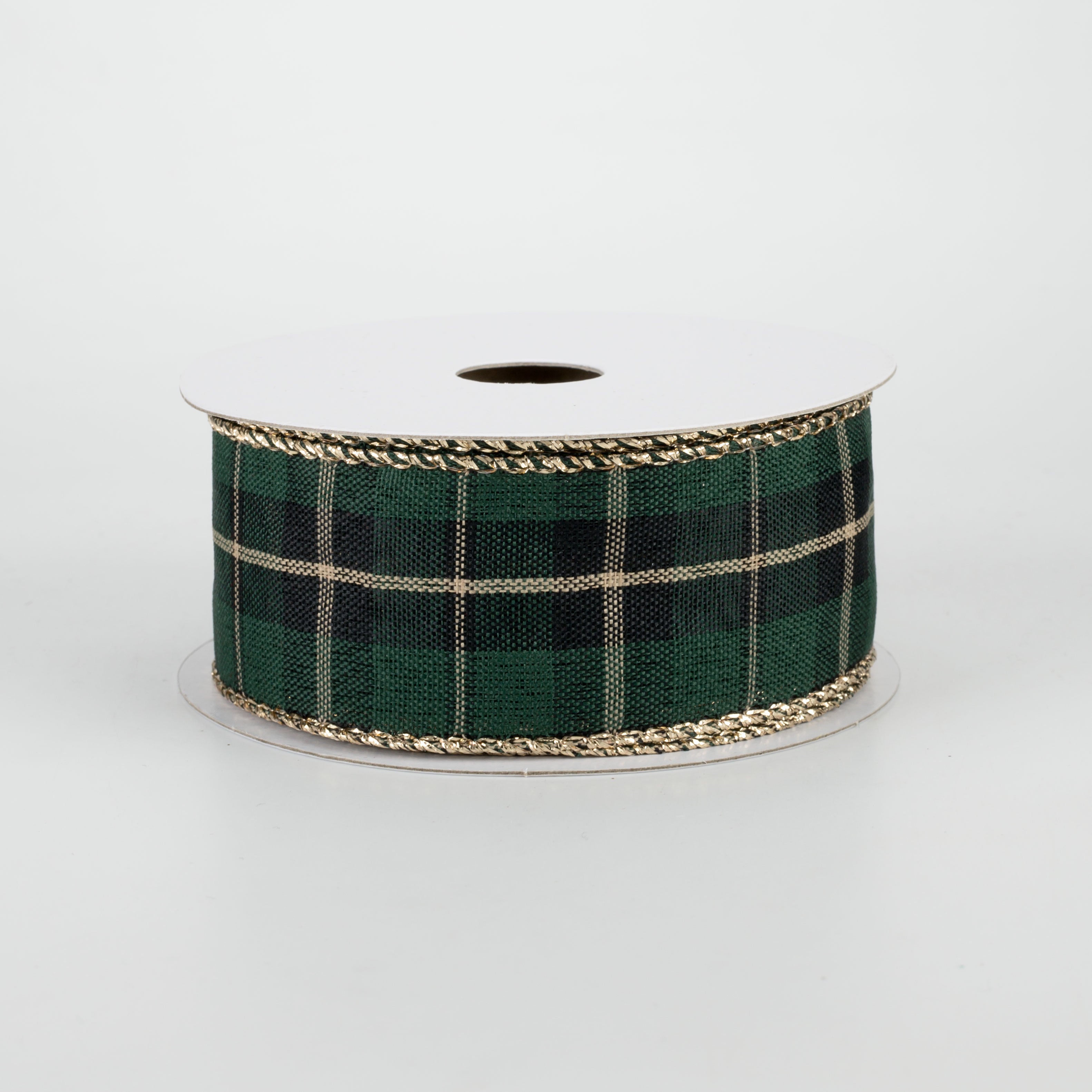 1.5" Tartan Plaid Ribbon: Green, Gold, Black (10 Yards)
