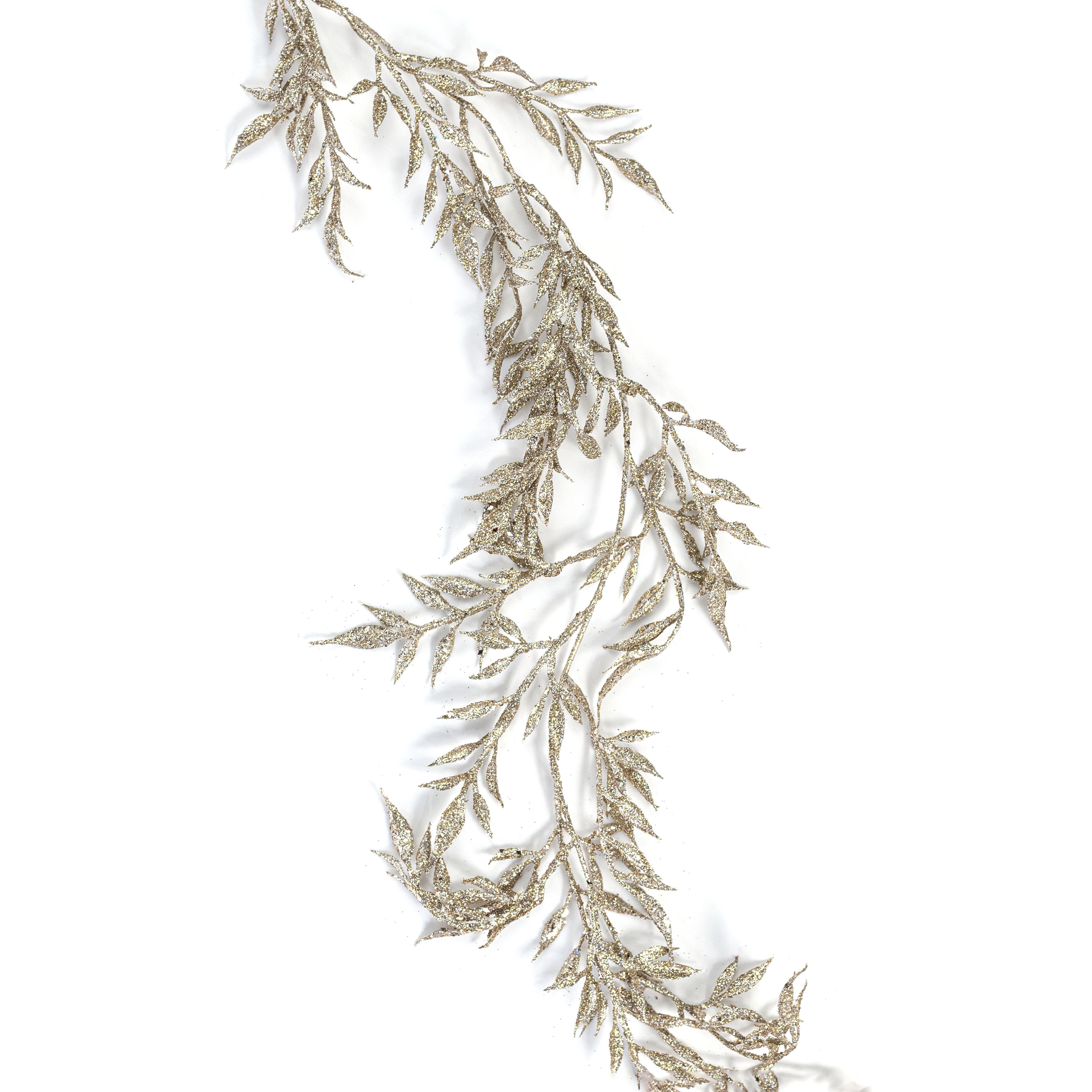 6' Tea Leaf Glitter Garland: Champagne Gold detail photo 5