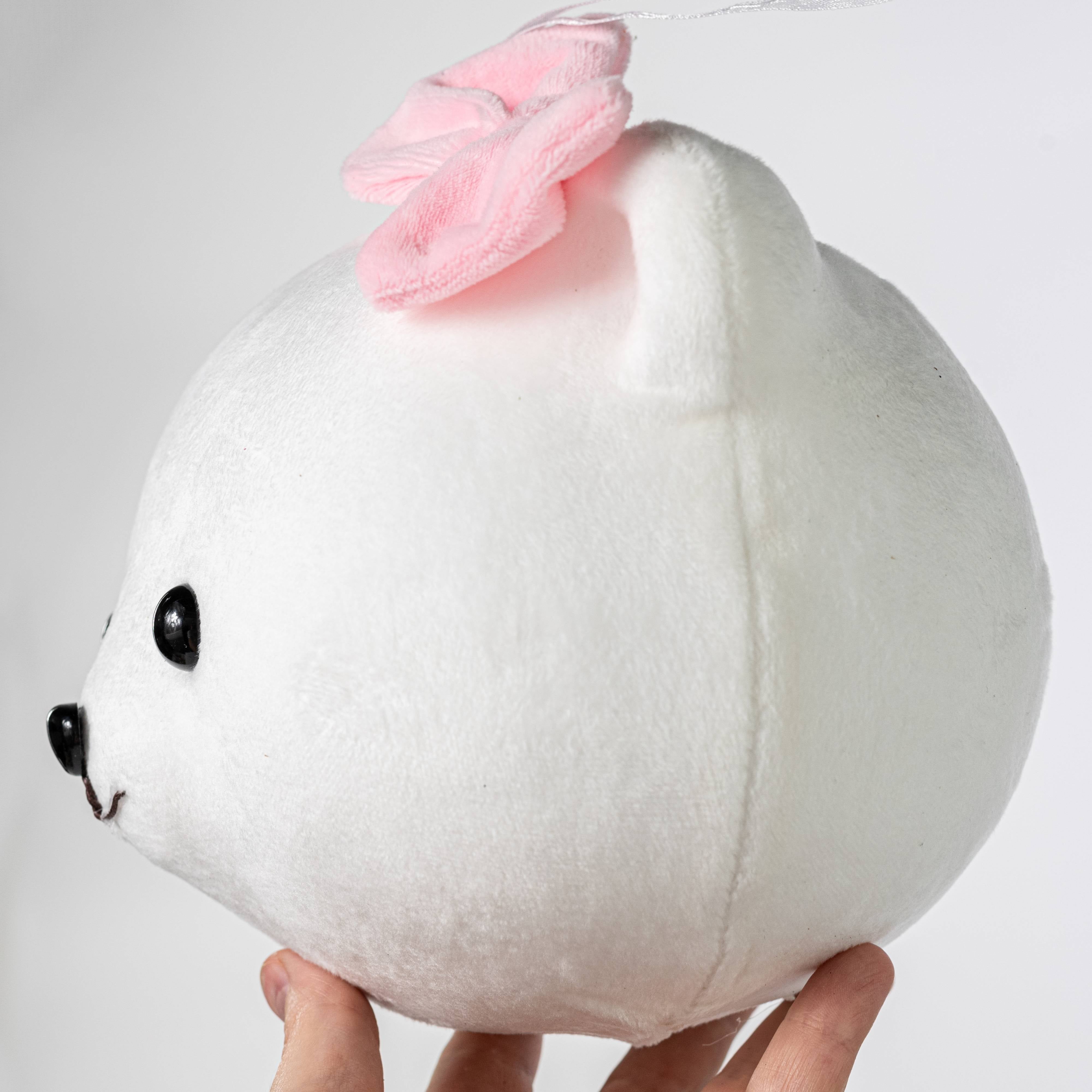 8" Teddy Bear Head Ornament: White detail photo 3