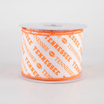 2.5" Tennessee Diagonal Football Pattern Ribbon: Orange & White (10 Yards)