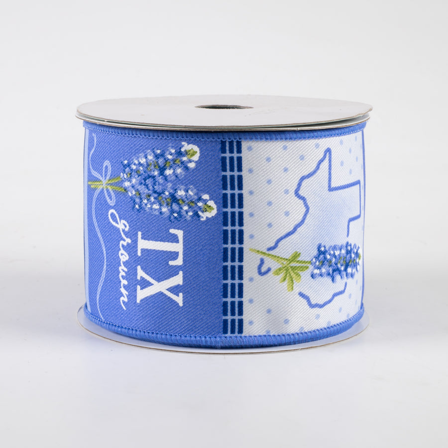 2.5" Texas Bluebonnets Ribbon (10 Yards)