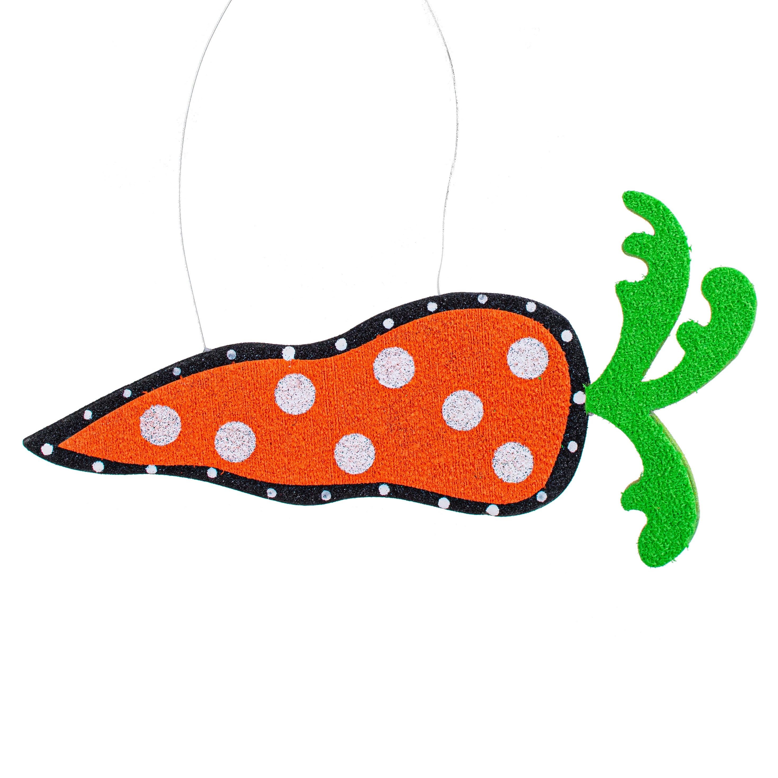 14" Textured Foam Polkadot Carrot Ornament Item Number: 62608ORBKWT