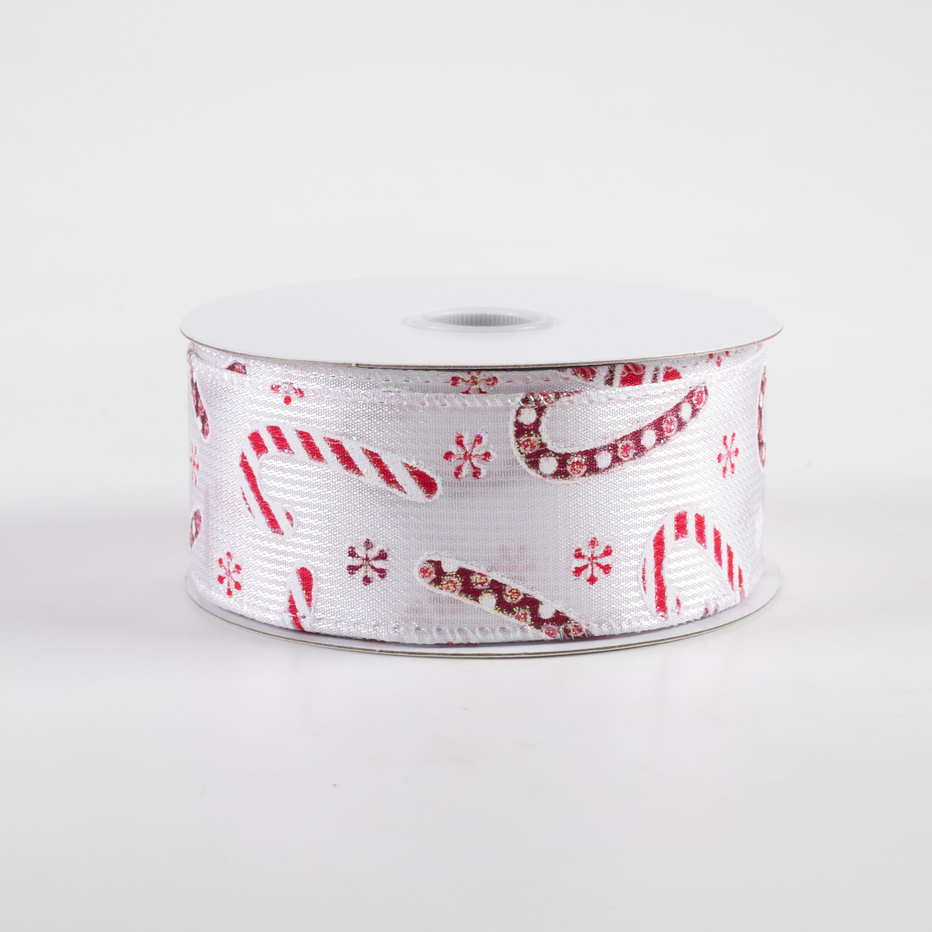 1.5" Textured Satin Candy Cane Glitter Ribbon: Red (10 Yards) Item Number: 71398-09-13