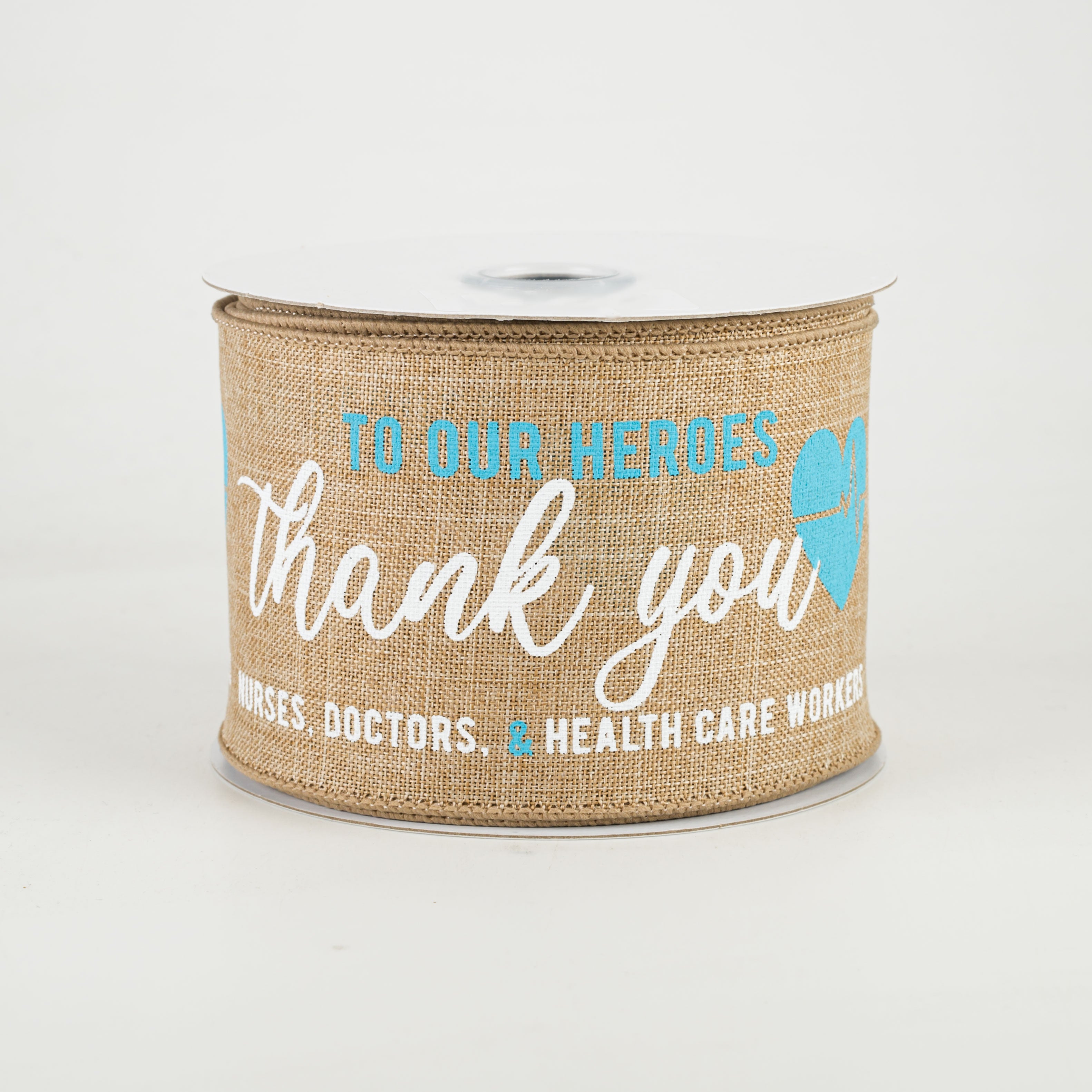 2.5" Thank You Health Care Heroes Ribbon: Light Beige (10 Yards)