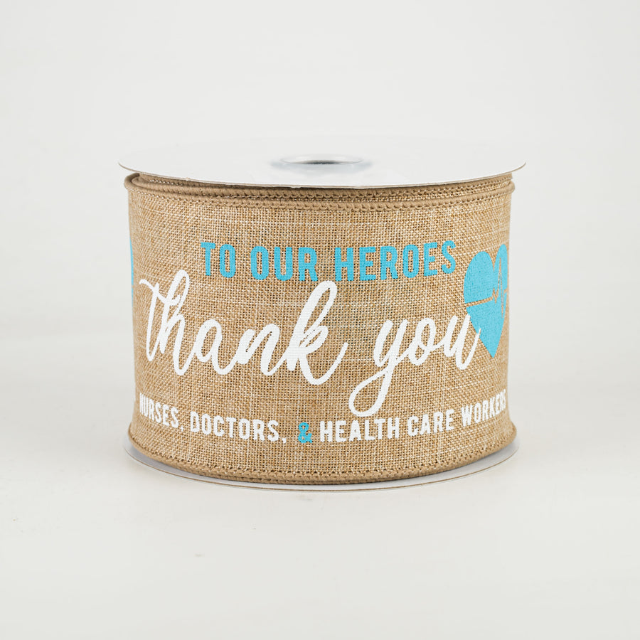 2.5" Thank You Health Care Heroes Ribbon: Light Beige (10 Yards)