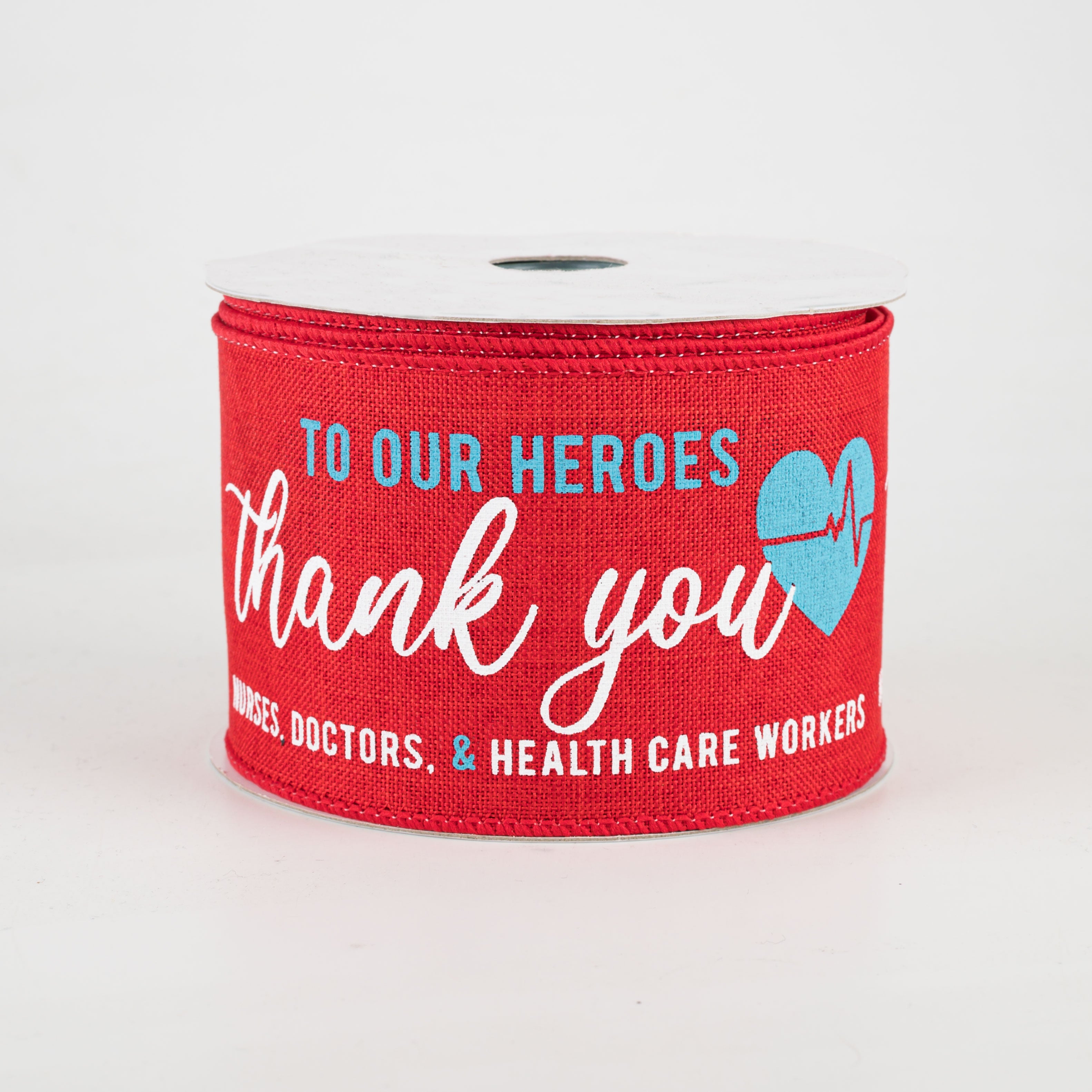 2.5" Thank You Health Care Heroes Ribbon: Red (10 Yards)