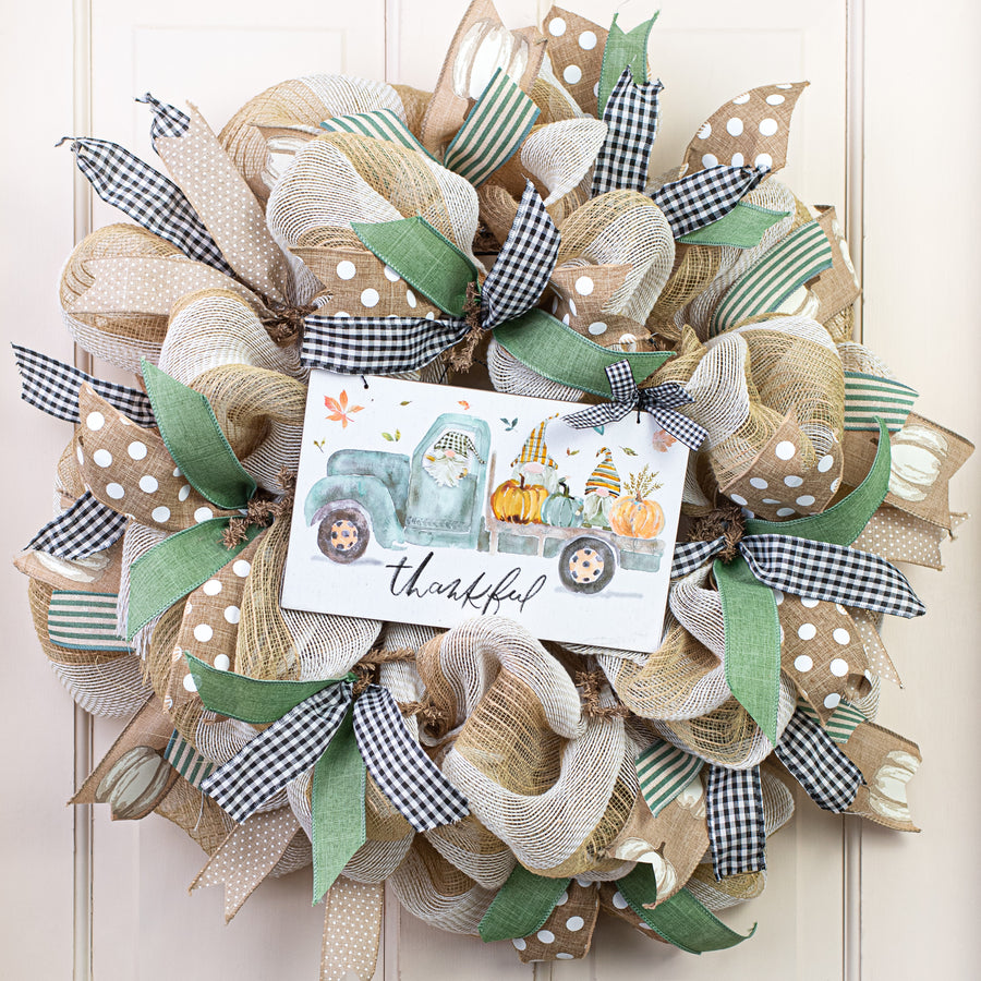 10" Thankful Fall Truck Hanging Sign Lifestyle Photo