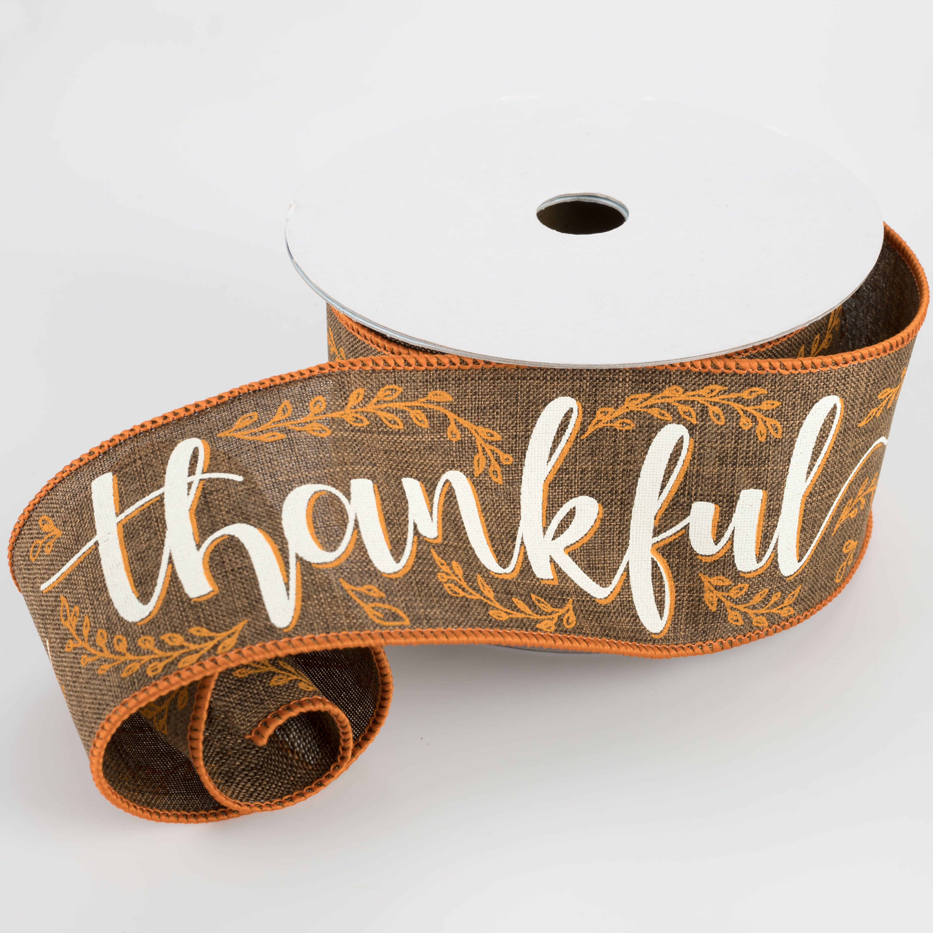2.5" Thankful Ribbon: Brown (10 Yards) Lifestyle Photo