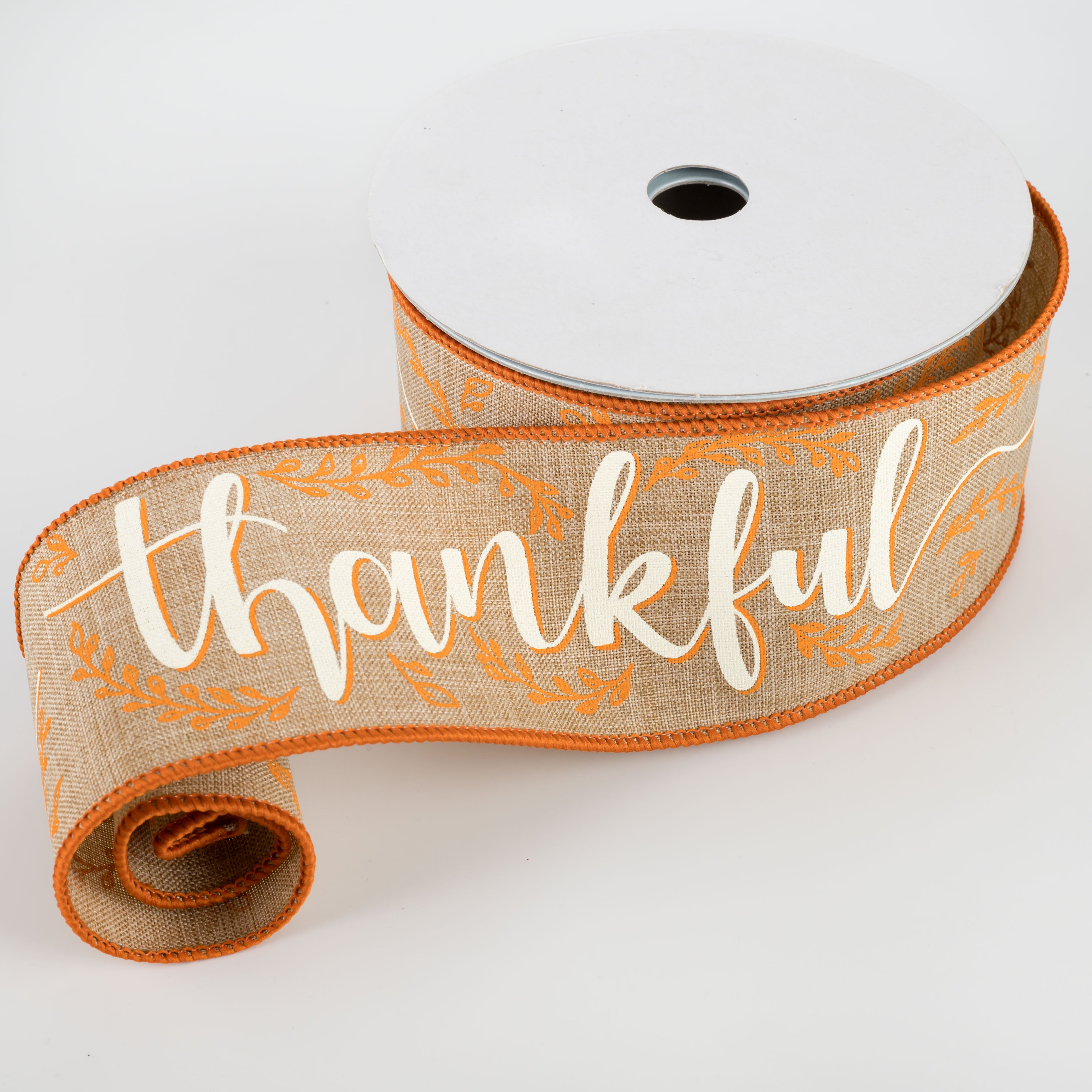 2.5" Thankful Ribbon: Light Beige (10 Yards) Lifestyle Photo