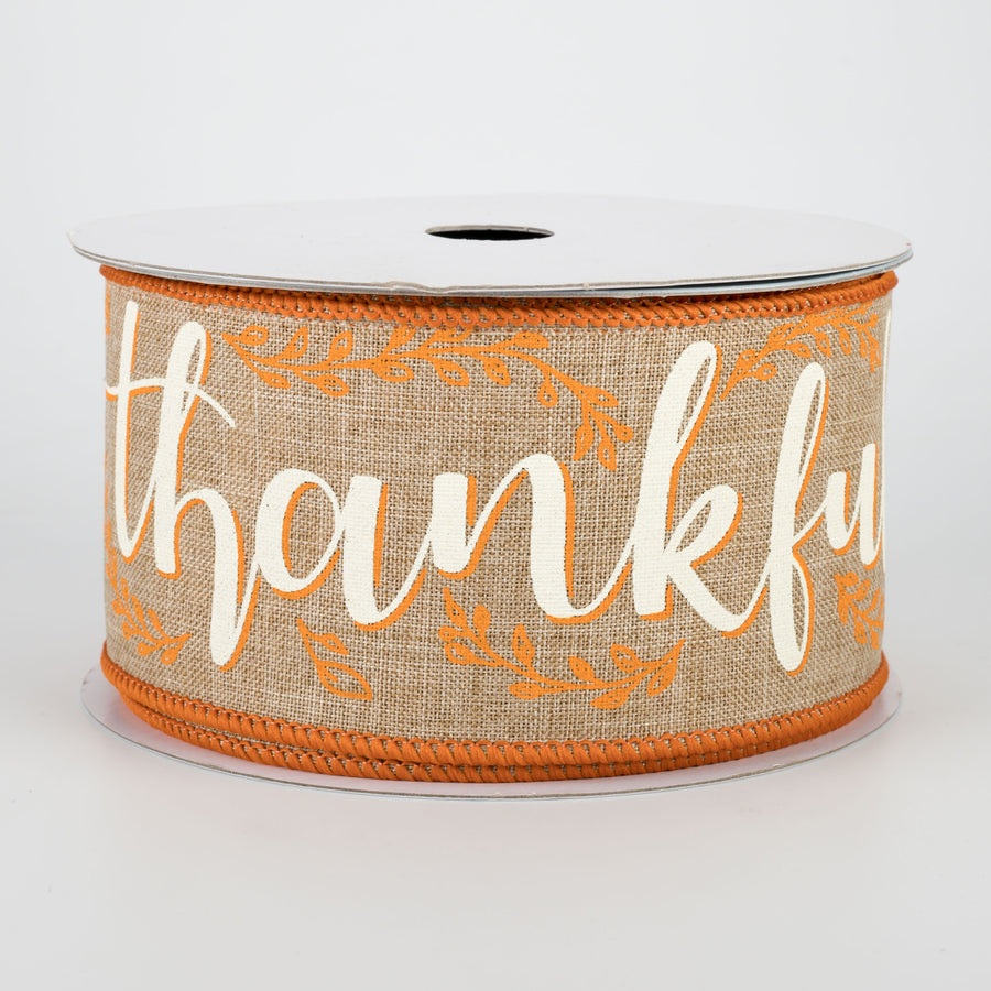 2.5" Thankful Ribbon: Light Beige (10 Yards)